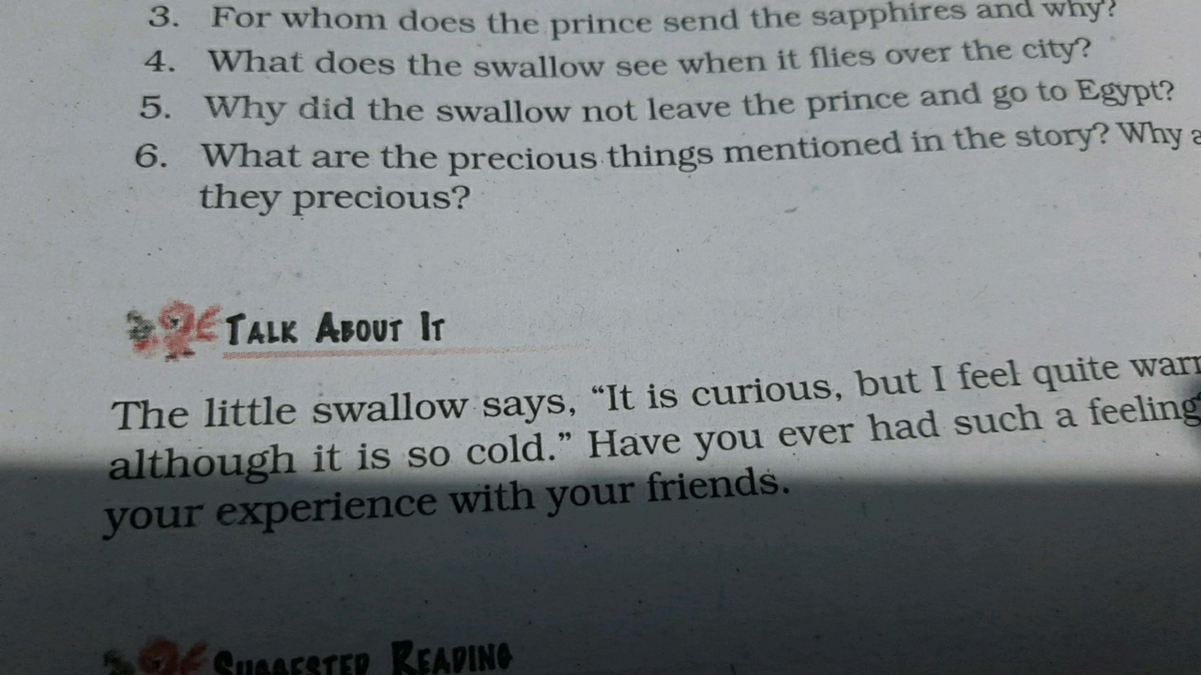 3. For whom does the prince send the sapphires and why?
4. What does t