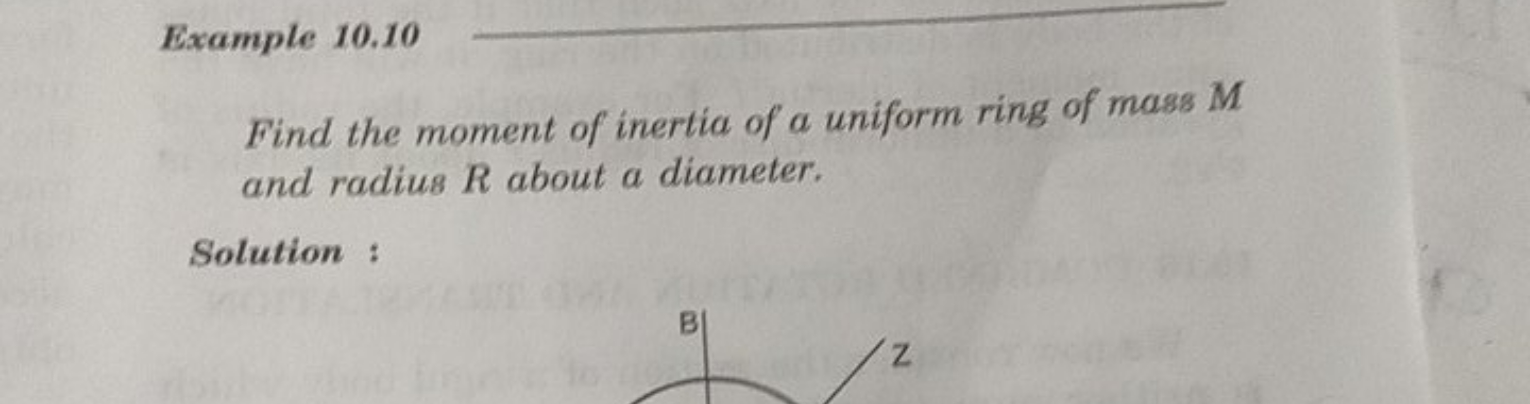 Example 10.10
Find the moment of inertia of a uniform ring of mass M a