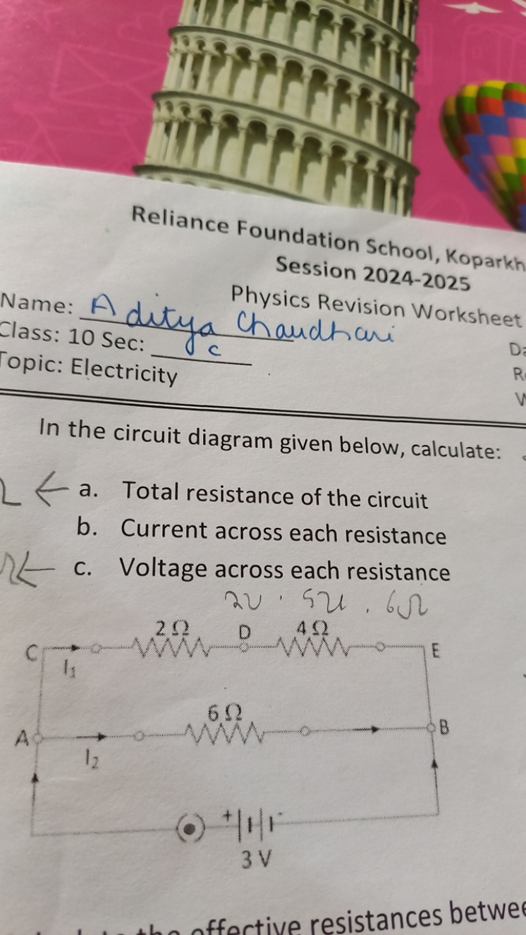 Reliance Foundation School, Koparkh Session 2024-2025
Physics Revision