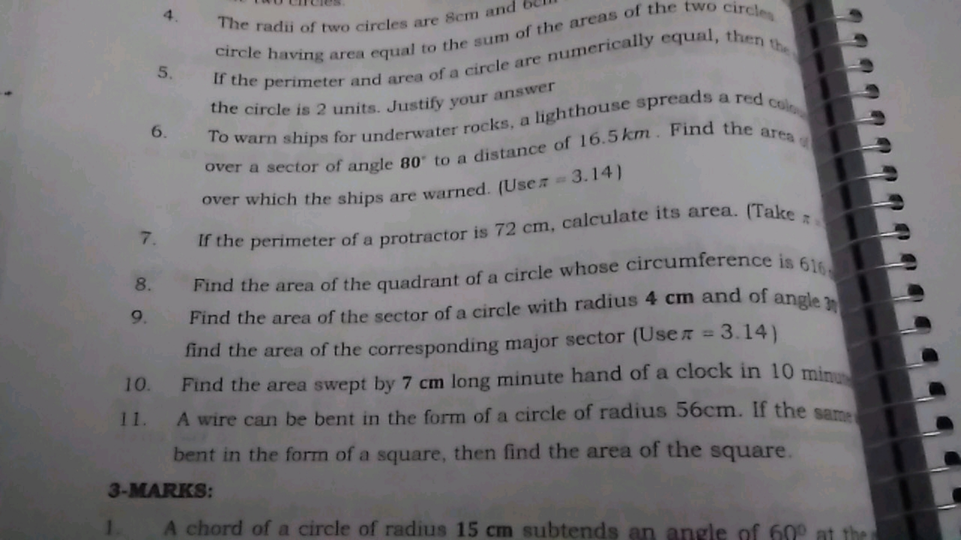 The radii of two circles are 8 cm of the areas of the two circlen circ