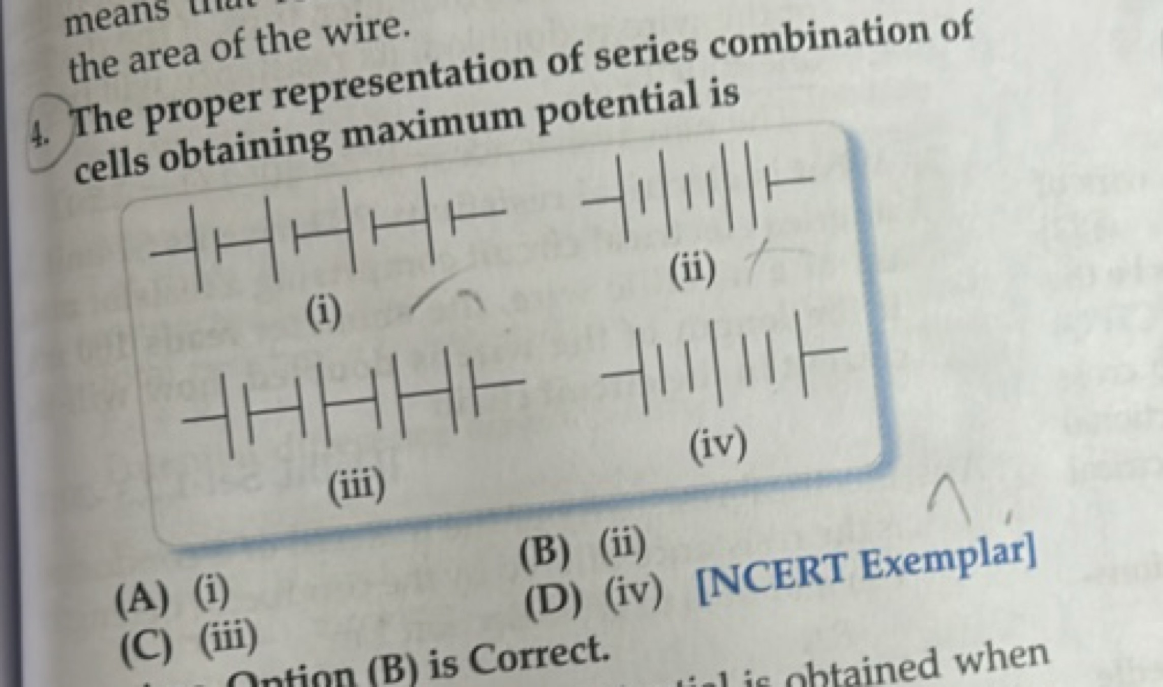 the area of the wire.
4. The proper representation of series combinati