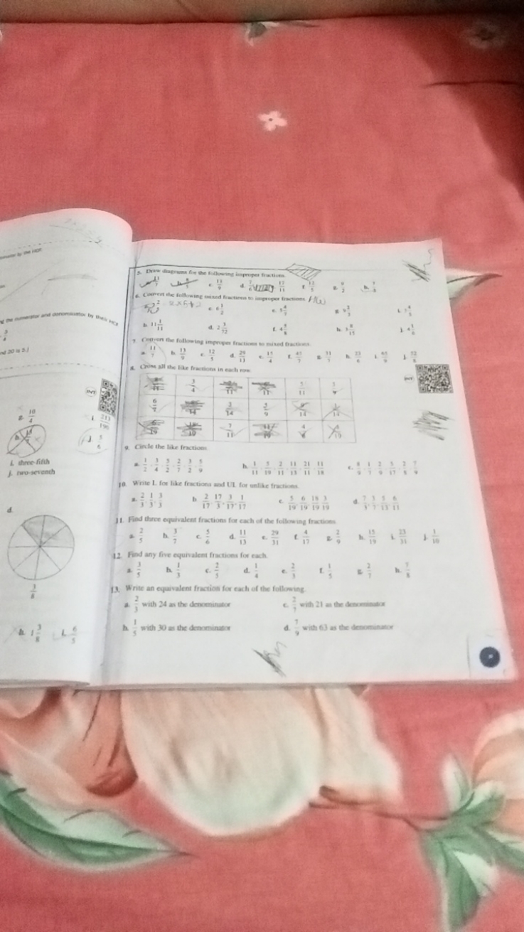 Dow diagrams for the following improper fractions
.
Covert the followi