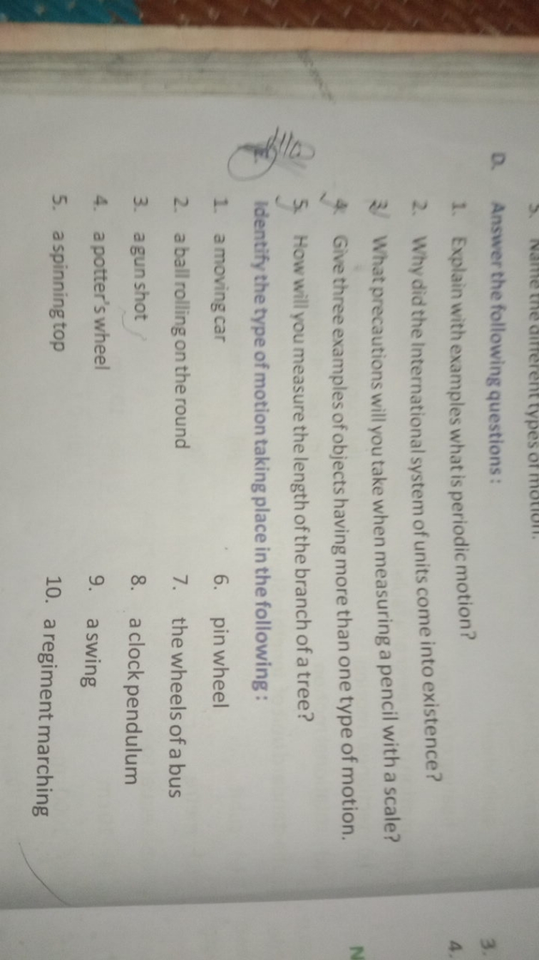 D. Answer the following questions :
1. Explain withexamples what is pe