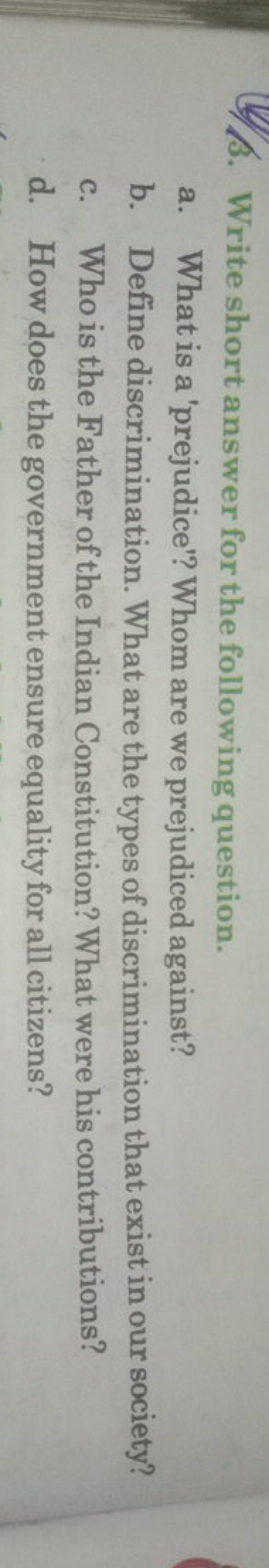 (3. Write short answer for the following question.
a. What is a 'preju