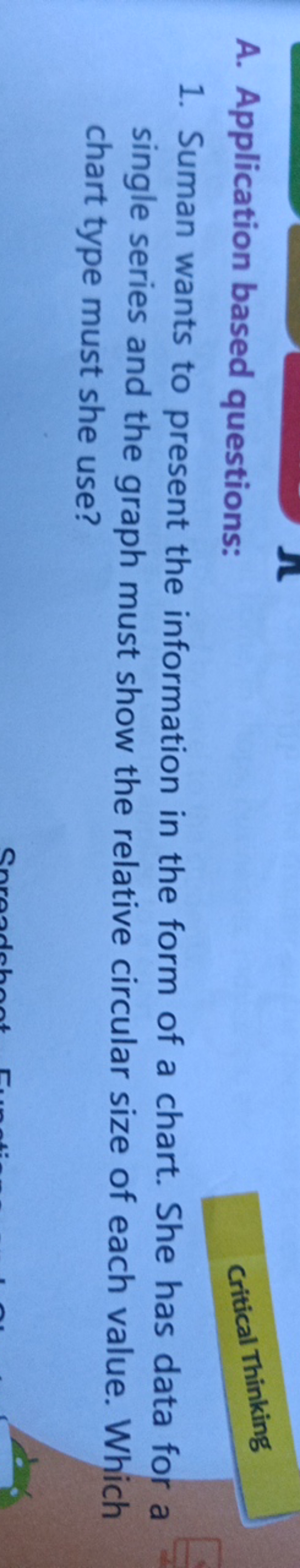 A. Application based questions:

Critical Thinking
1. Suman wants to p