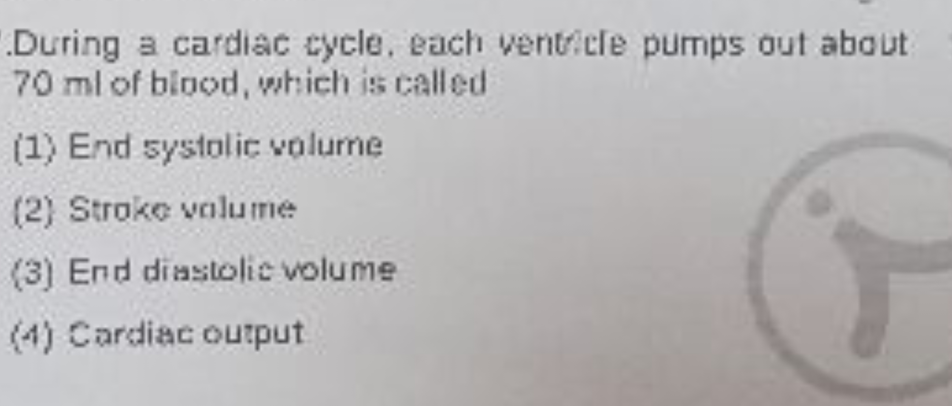 During a cardiac cycle, each venticle pumps out about 70 ml of blood, 