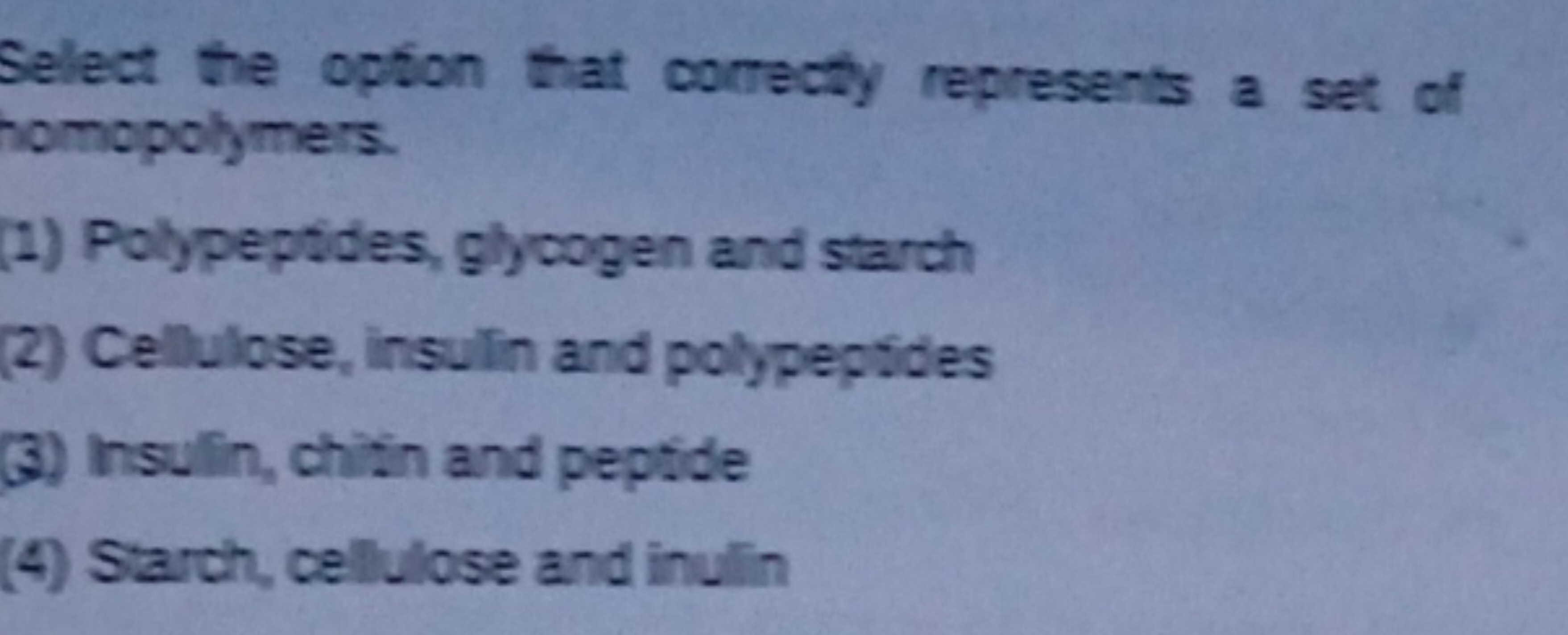 Select the option that correcty represents a set of homopohmers
(1) Po