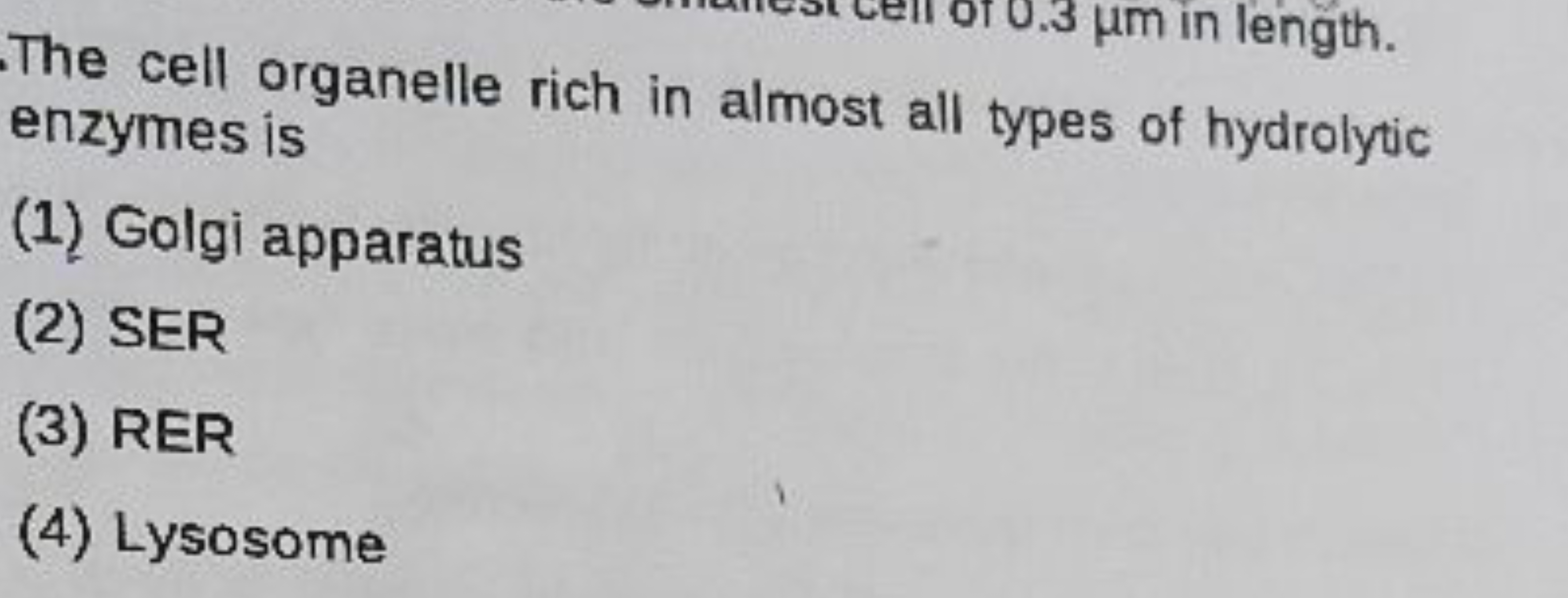 The cell organelle rich in almost all types of hydrolytic enzymes is
(