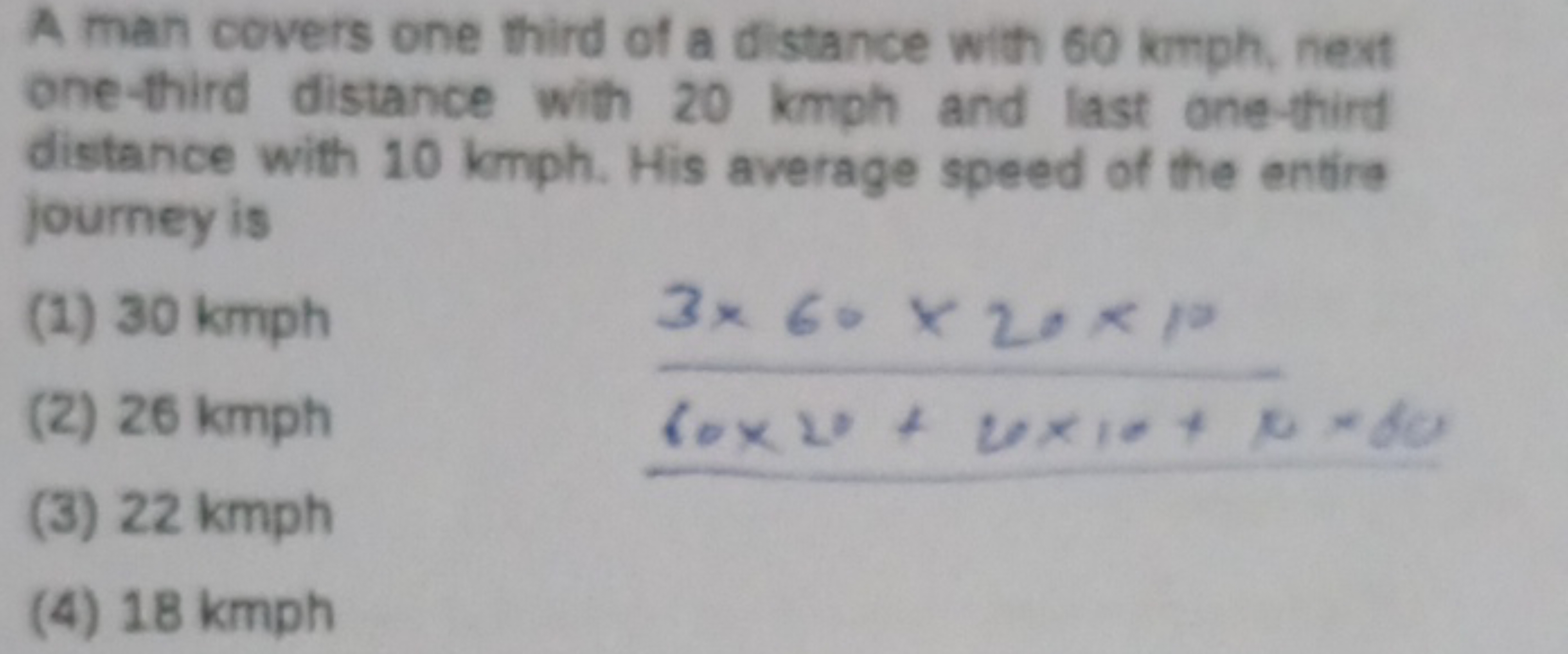 A man covers one third of a distance with 60 kmph , next one-third dis