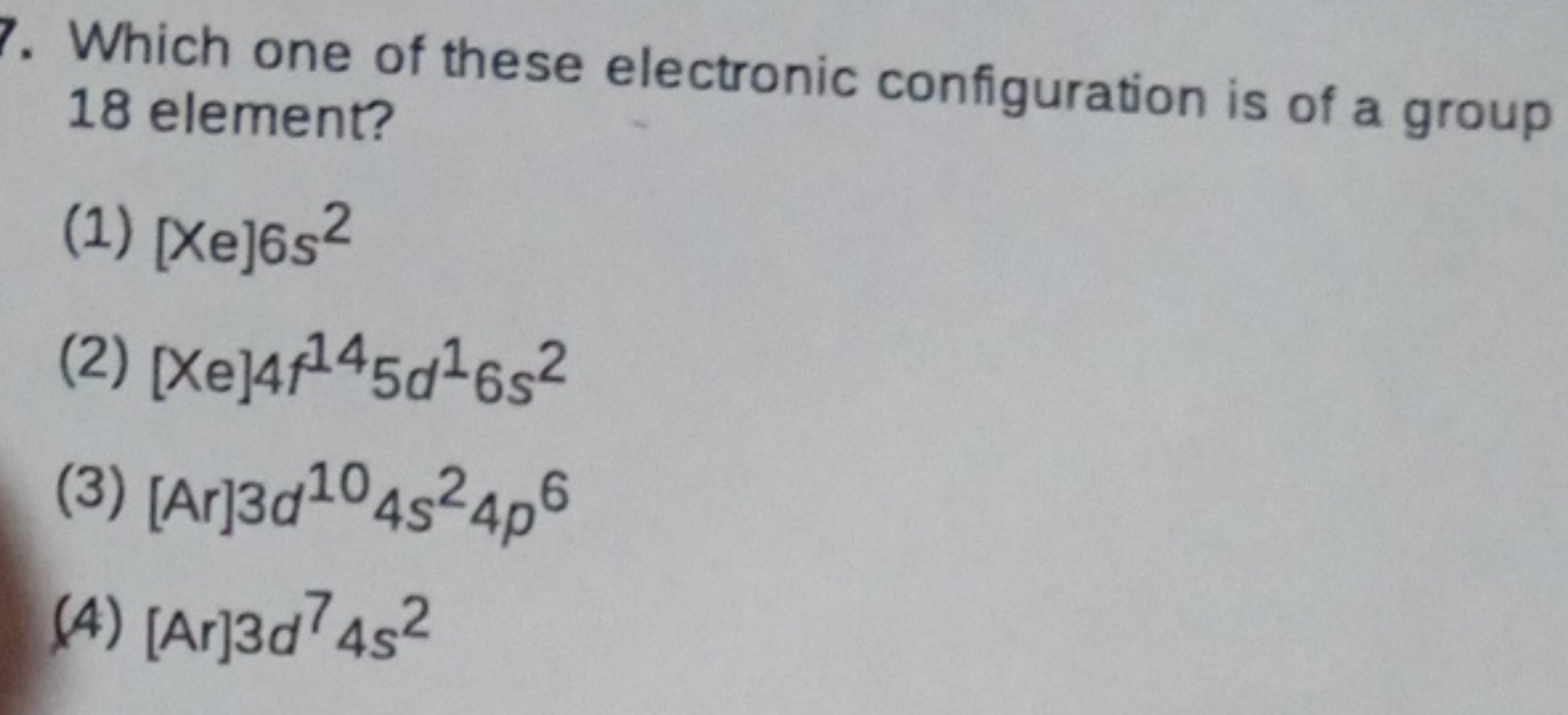 Which one of these electronic configuration is of a group 18 element?
