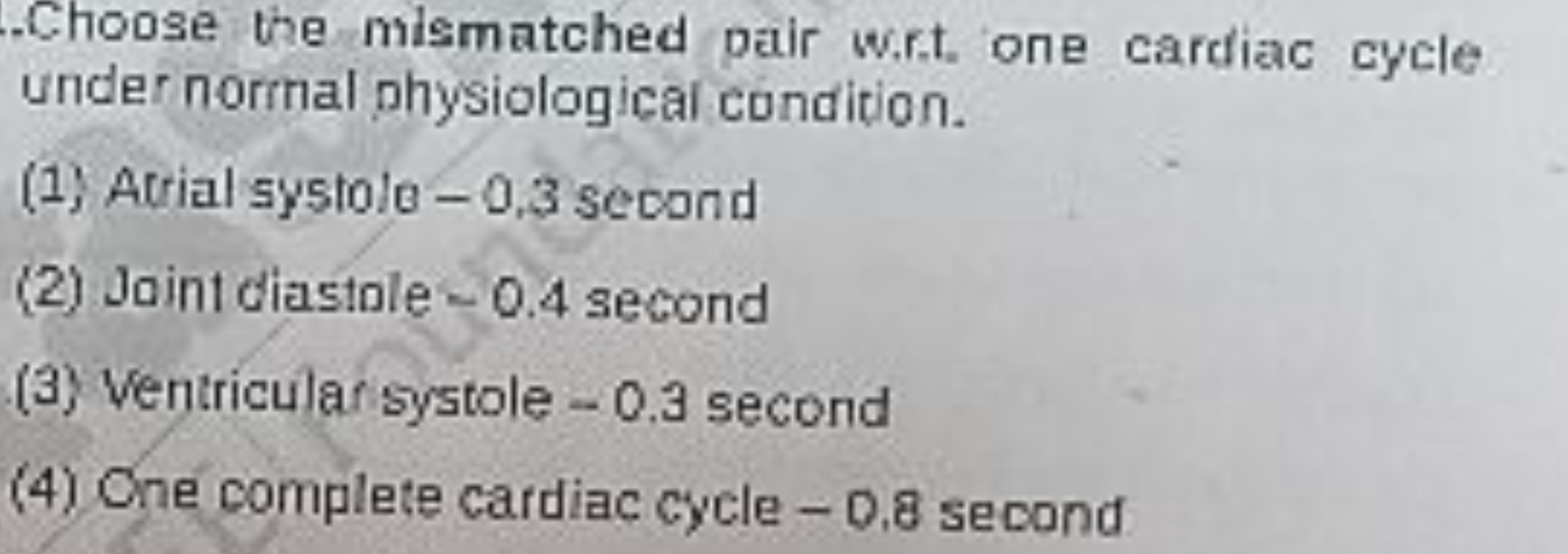 Choose the mismatched pair w.r.t one cardiac cycle under normal physio