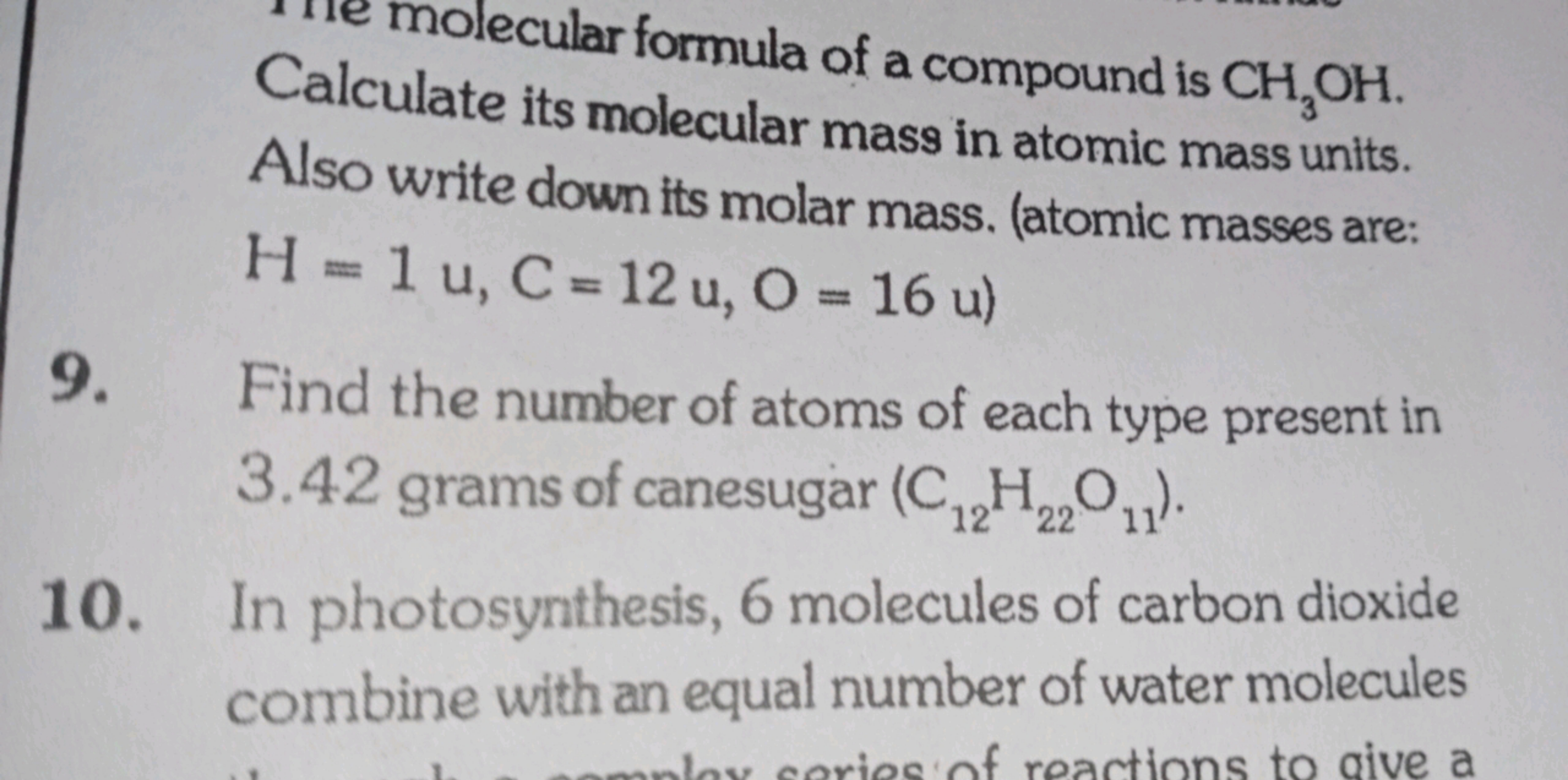 molecular formula of a compound is CH3​OH. Calculate its molecular mas