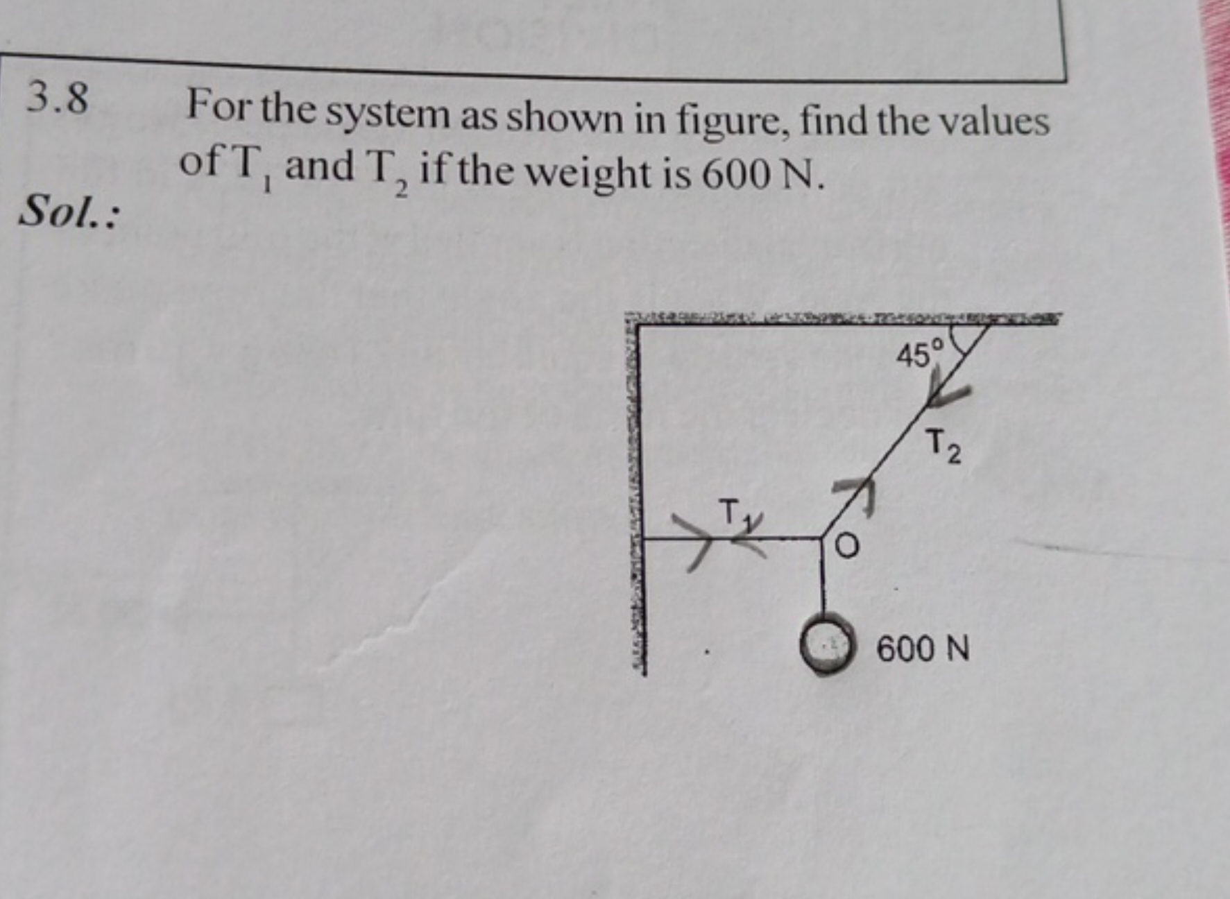 3.8 For the system as shown in figure, find the values of T1​ and T2​ 