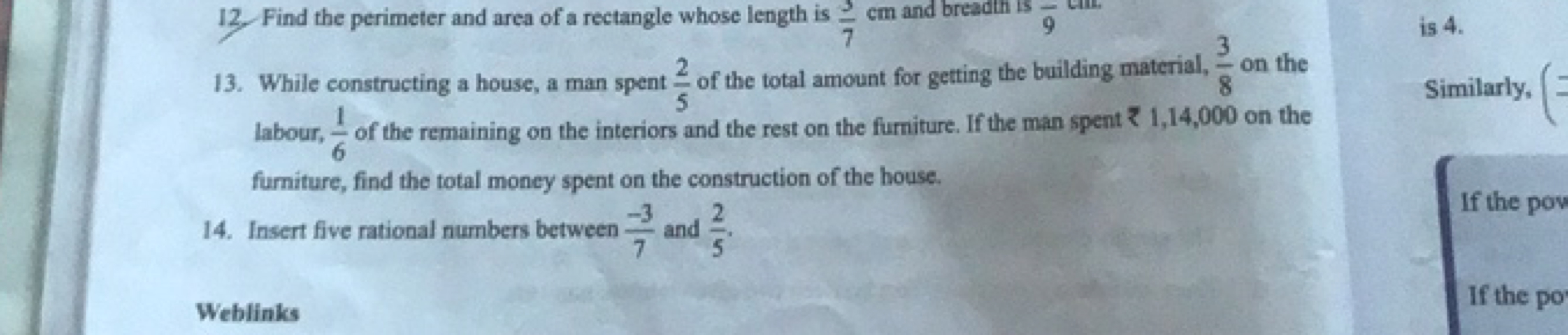 12. Find the perimeter and area of a rectangle whose length is 73​ cm 