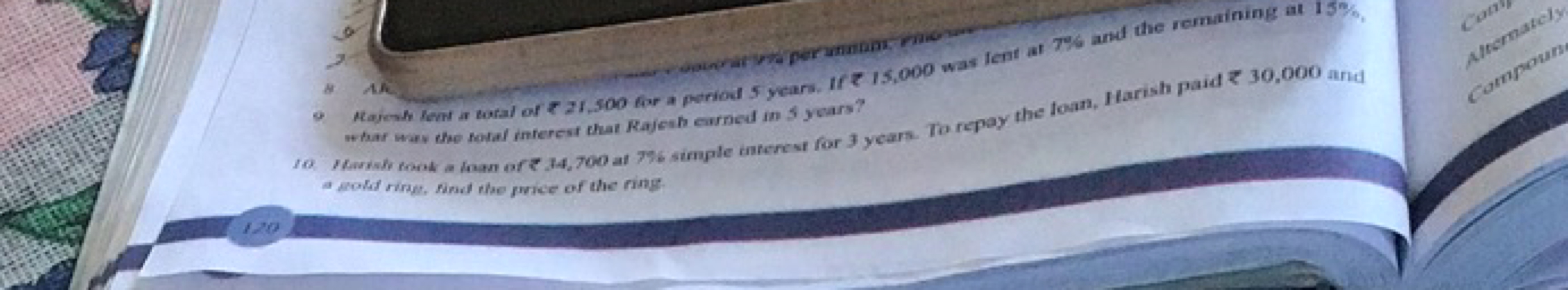 B AK
\& Aajesh lent a toral of ₹ 21,500 Gor a period 5 ycars, If ₹ 15,