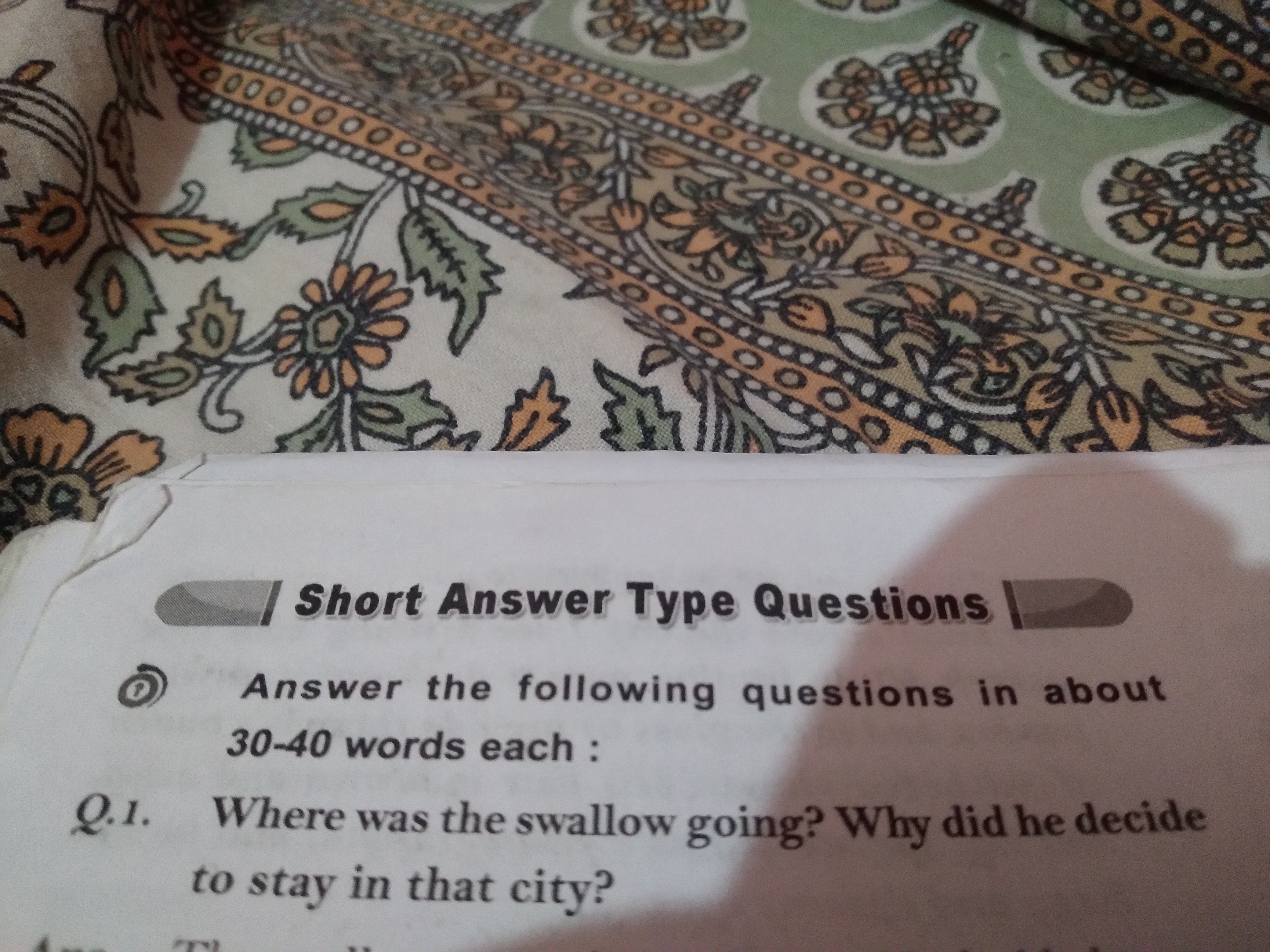 Short Answer Type Questions
(0) Answer the following questions in abou