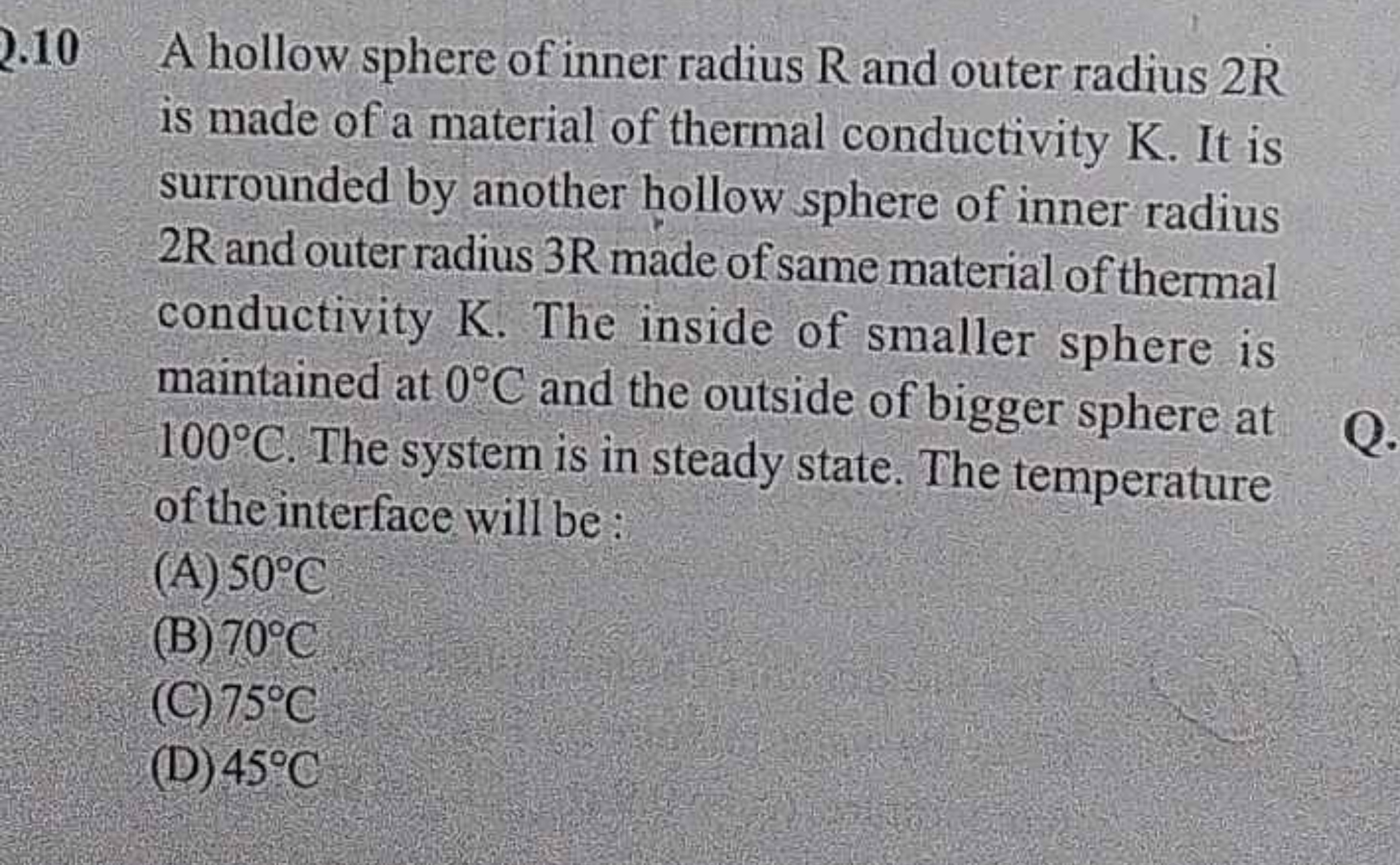 2.10 A hollow sphere of inner radius R and outer radius 2R is made of 