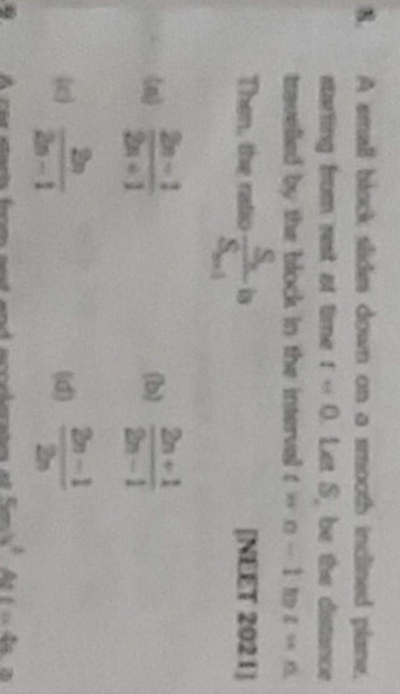 8. A small block slides down on a moobs inclined plane. tavering tom r