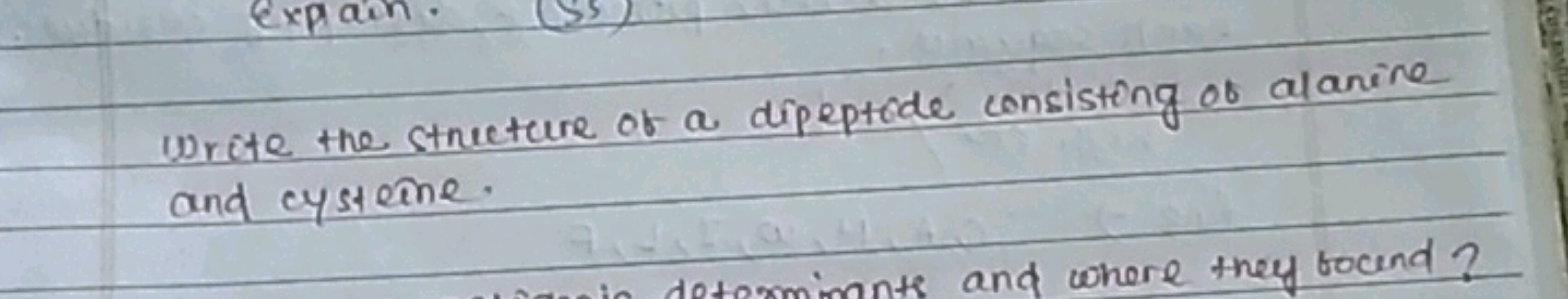 Write the structure of a dipeptide consisting of alanine and cysteme.