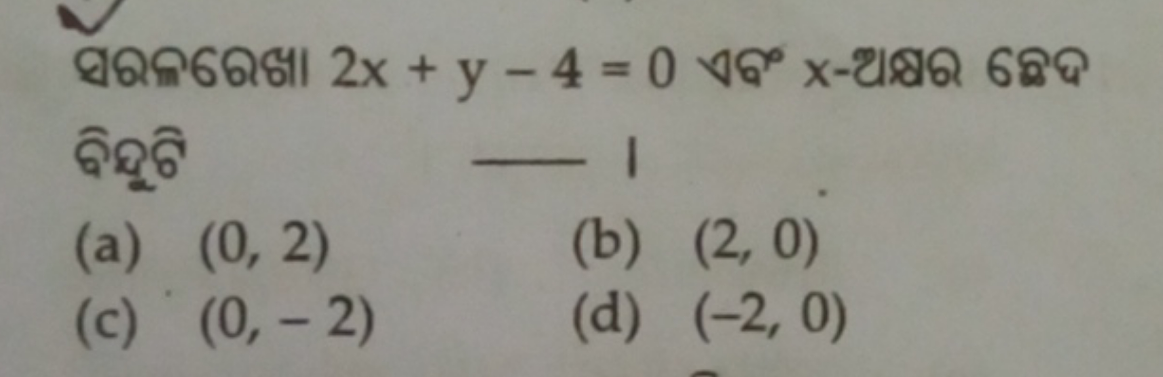  ลิดूลิ 
(a) (0,2)
(b) (2,0)
(c) (0,−2)
(d) (−2,0)