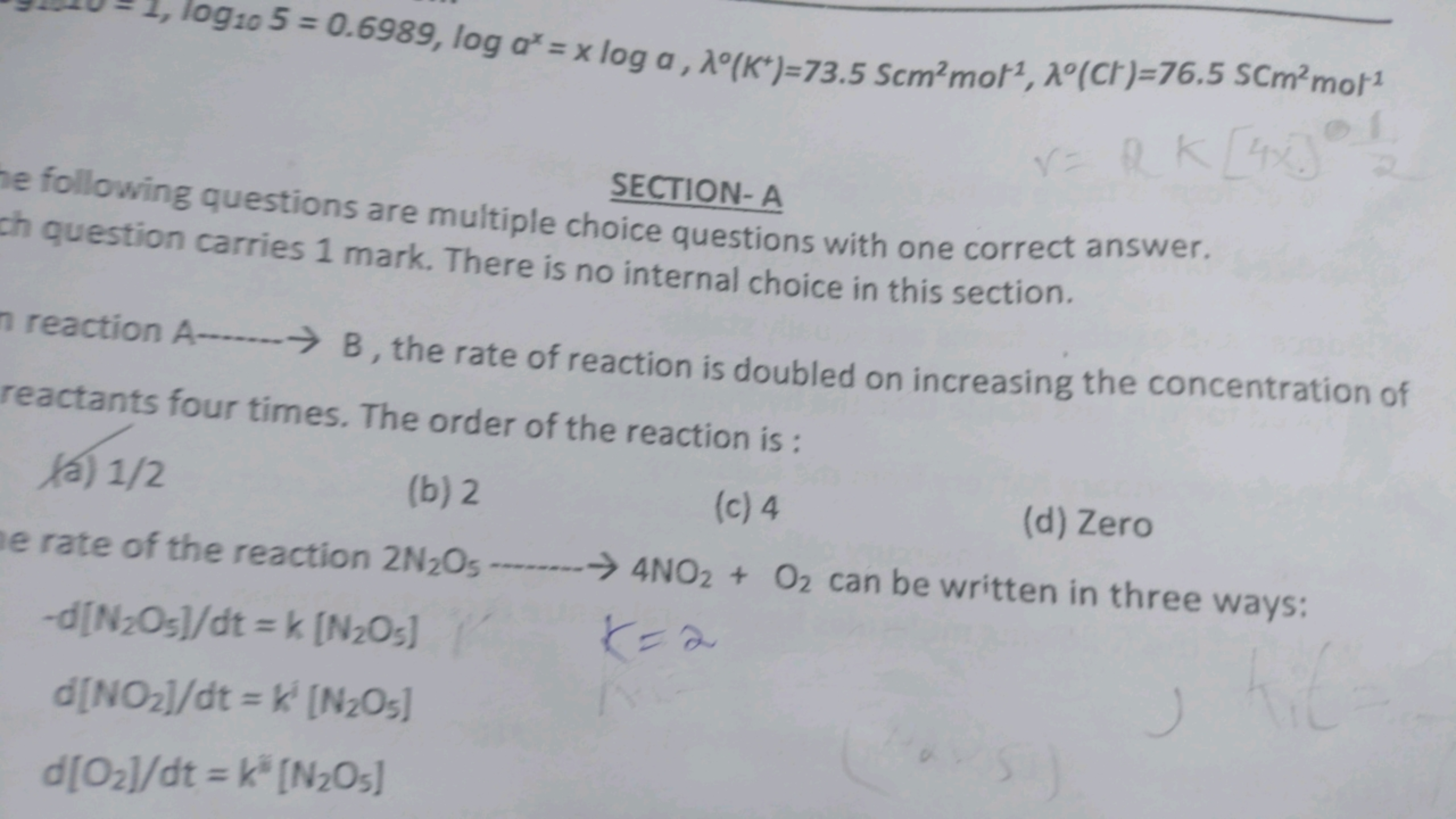 SECTION-A
following questions are multiple choice questions with one c