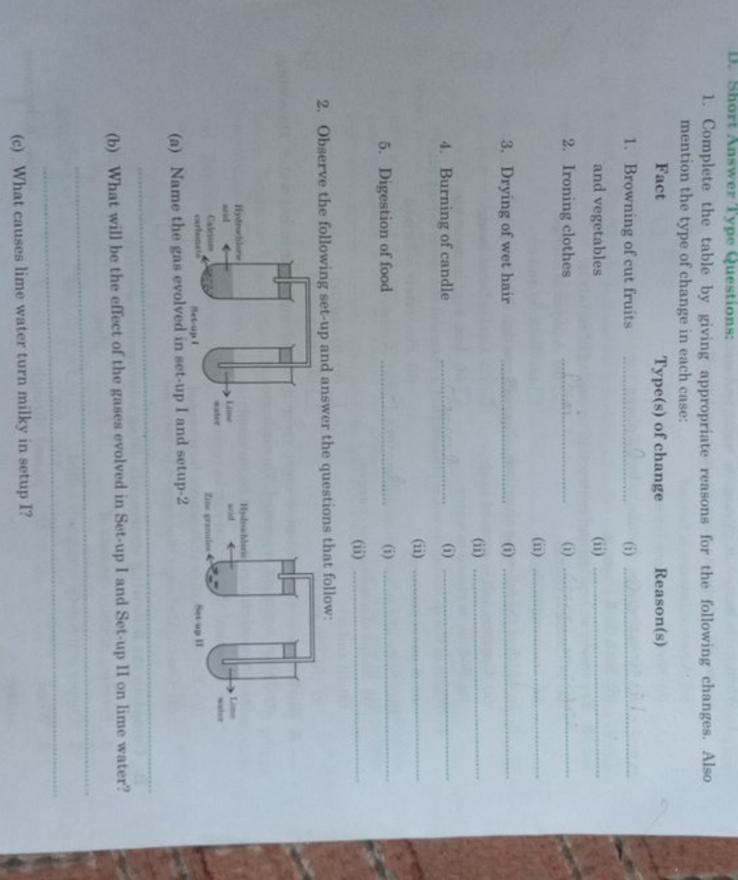 10. Short Answer Iype Questions:
1. Complete the table by giving appro