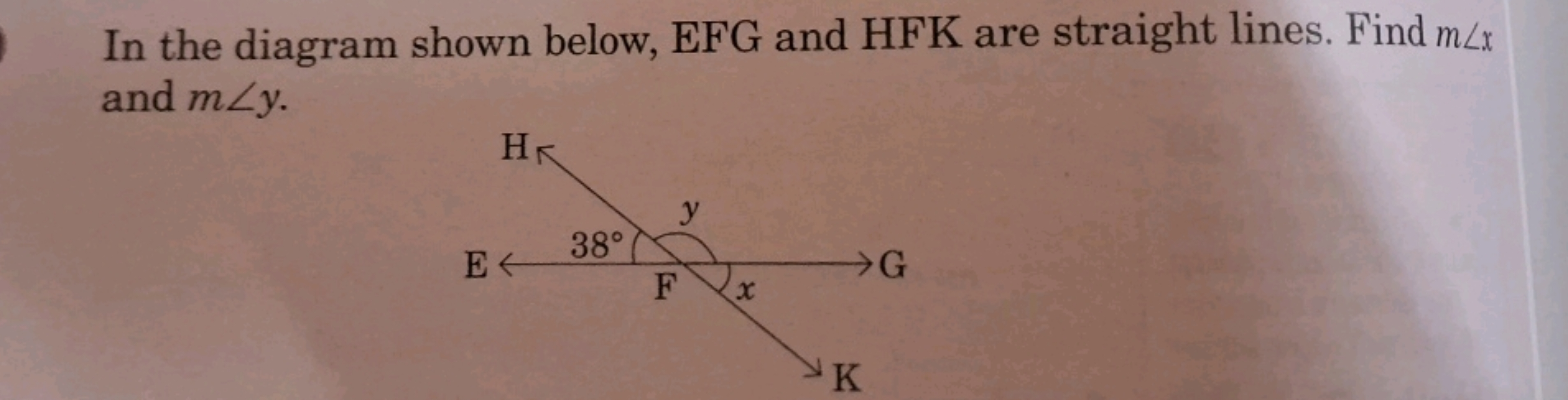 In the diagram shown below, EFG and HFK are straight lines. Find m∠x a