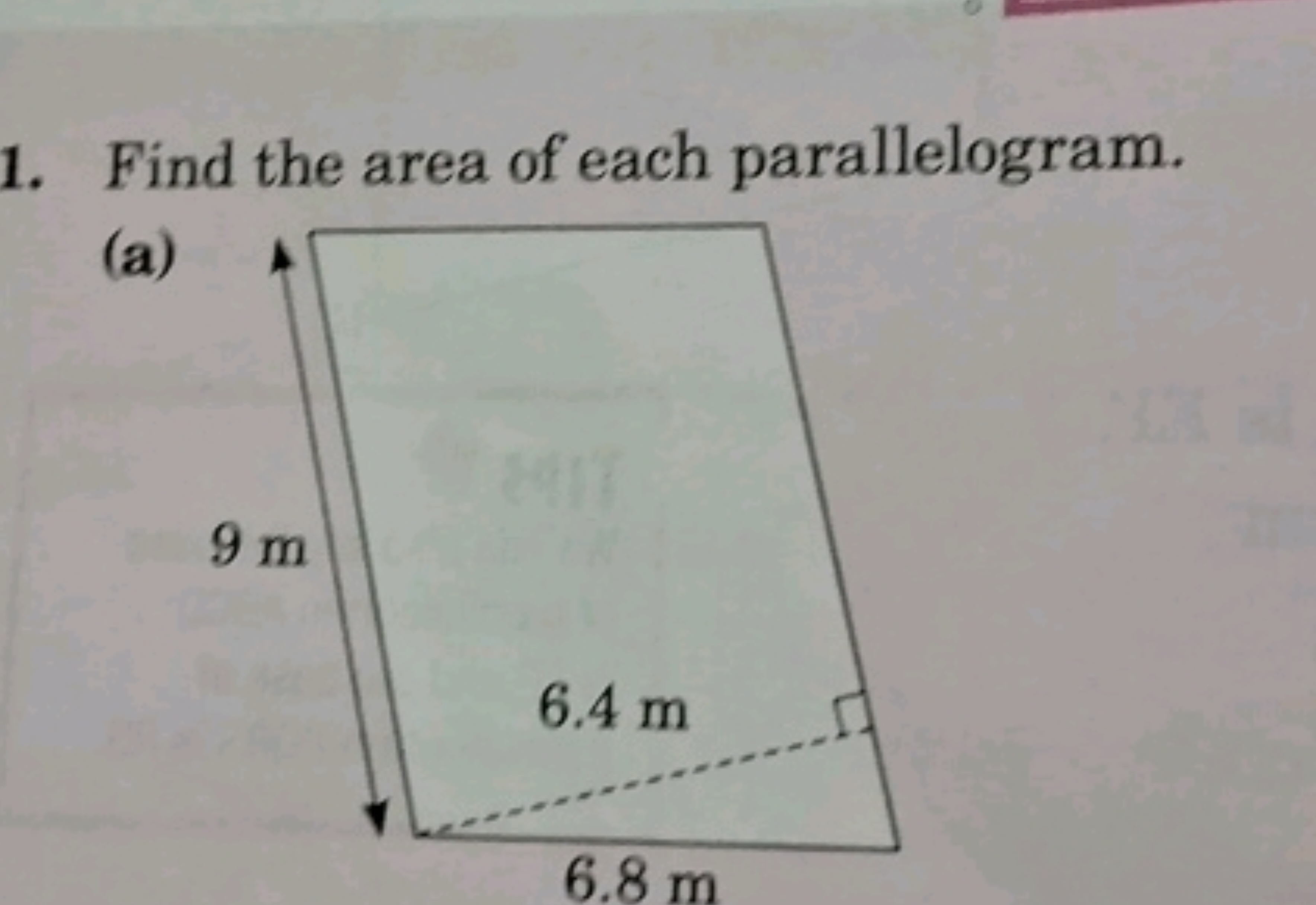 1. Find the area of each parallelogram.
(a)