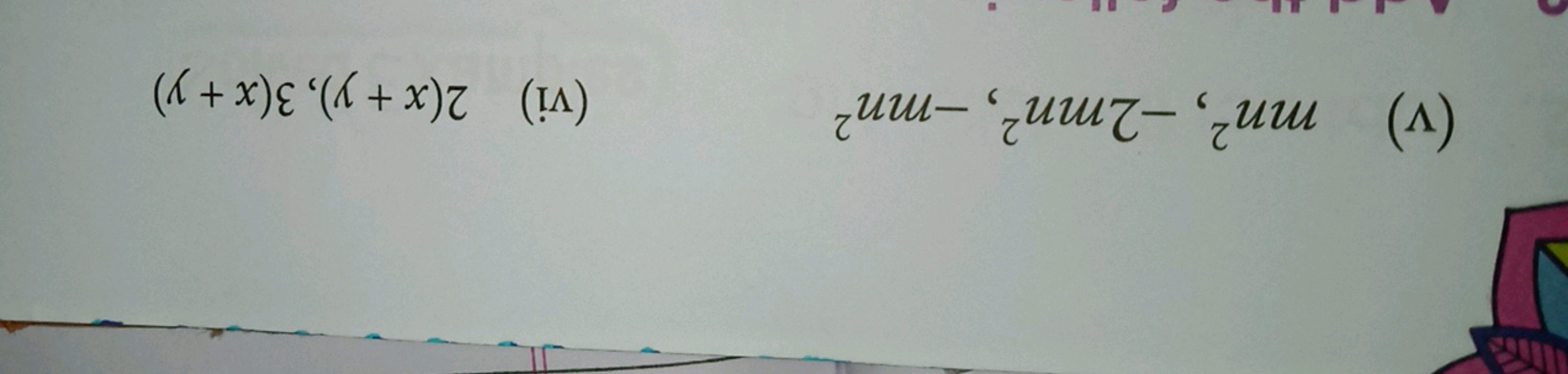 (v) mn², -2mn², -mn²
2
(vi) 2(x+y), 3(x + y)