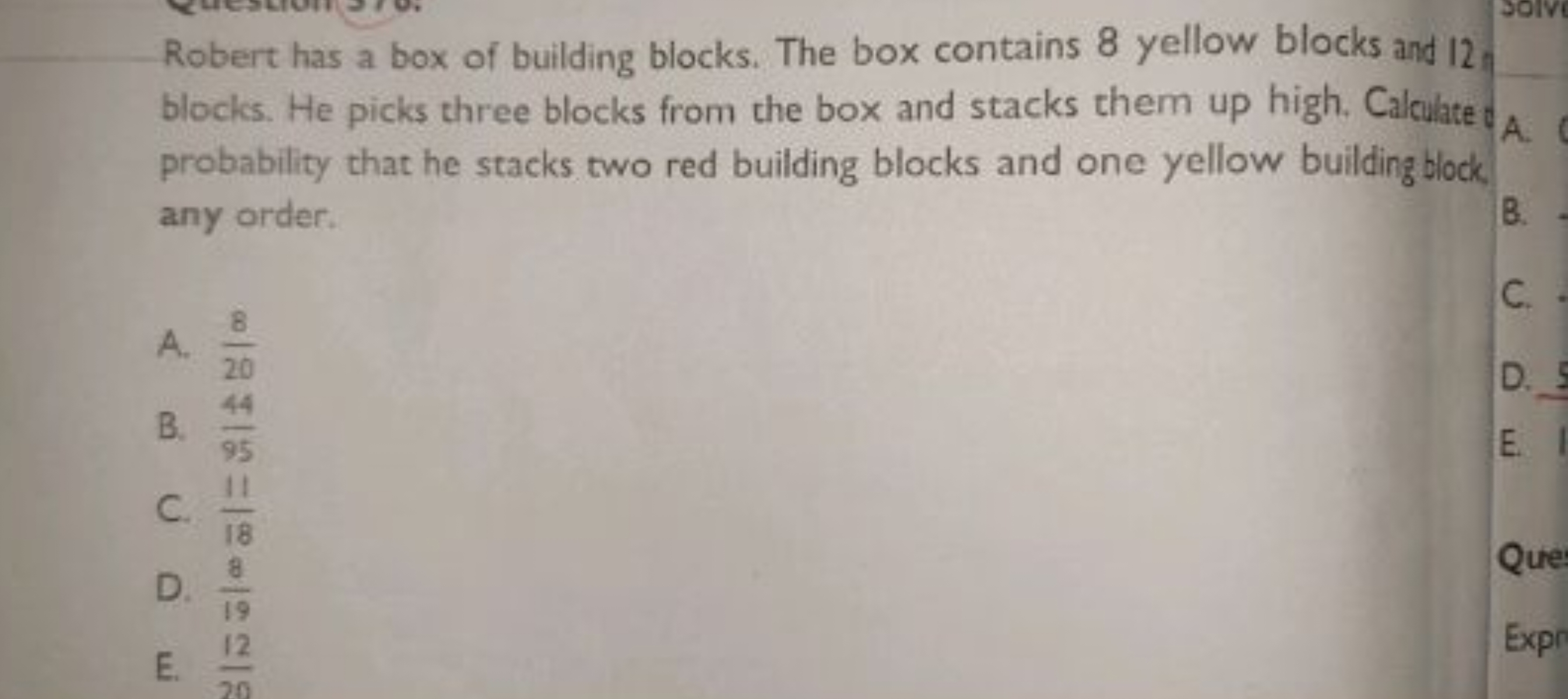 Robert has a box of building blocks. The box contains 8 yellow blocks 