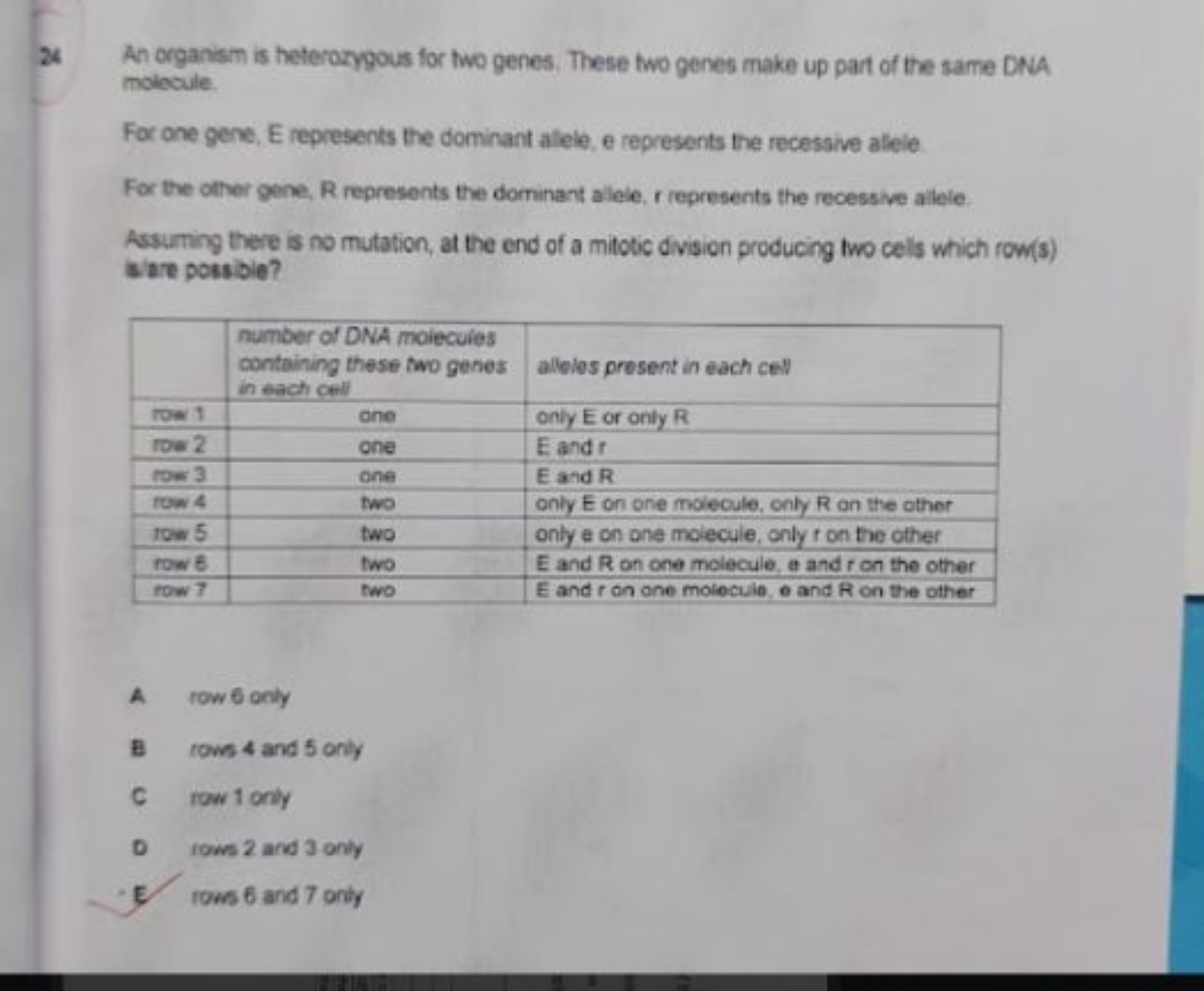 24 An organism is heterozygous for two genes. These two genes make up 