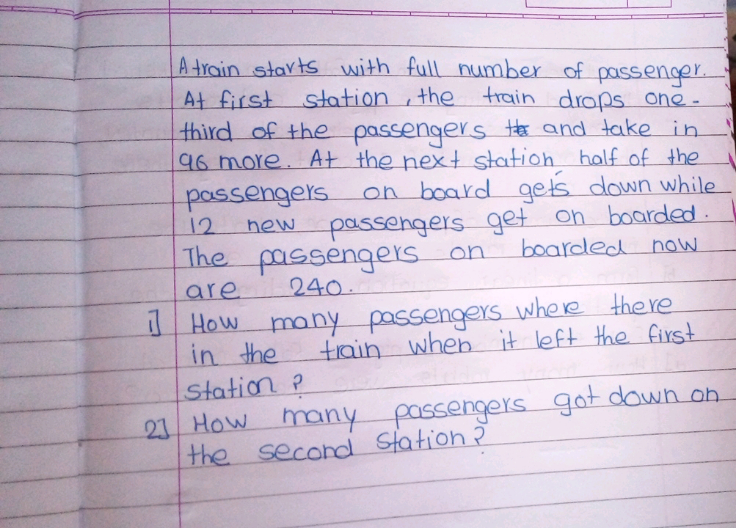 A train starts with full number of passenger. At first station, the tr