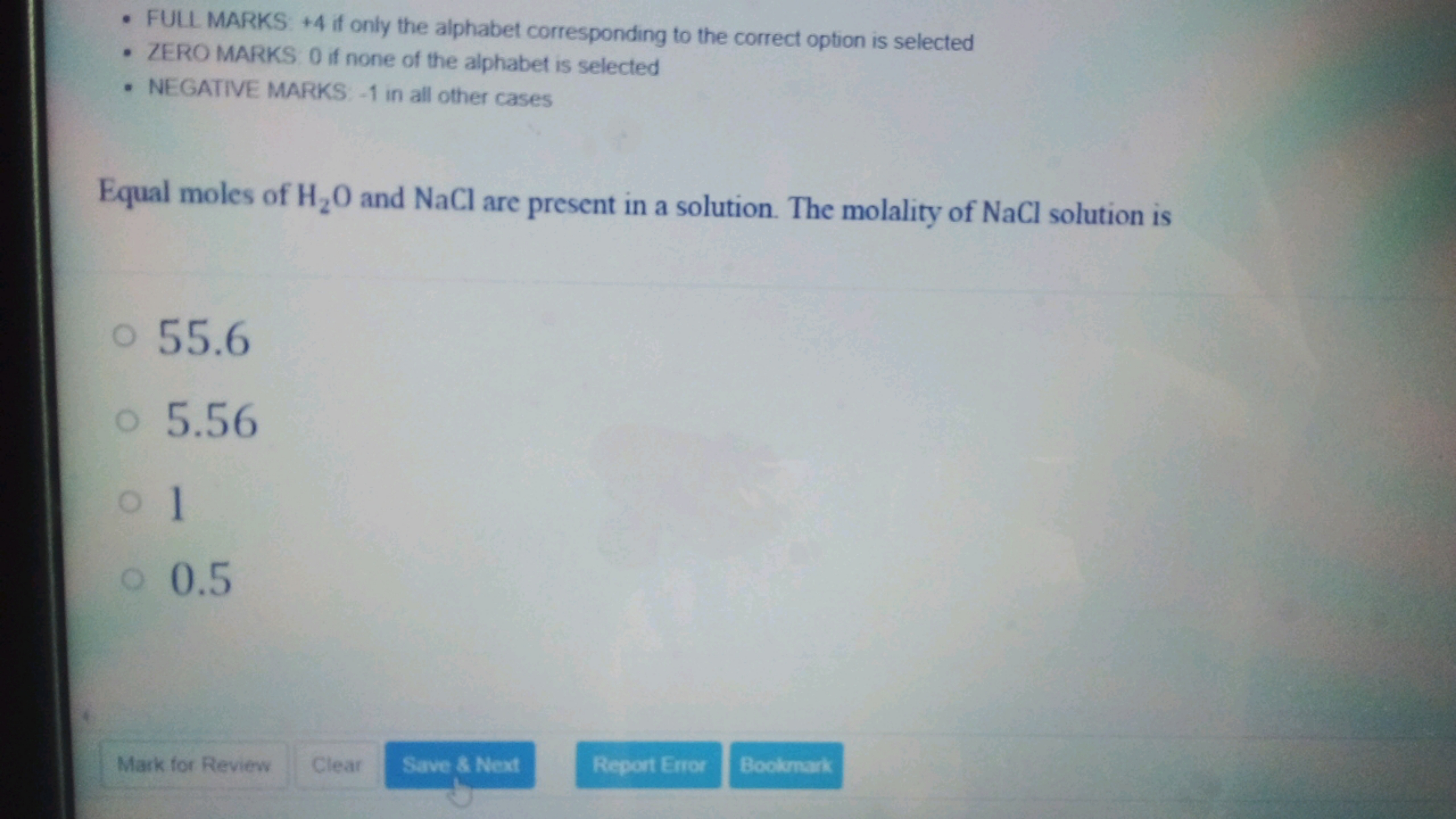 - FULL MARKS: + 4 if only the alphabet corresponding to the correct op