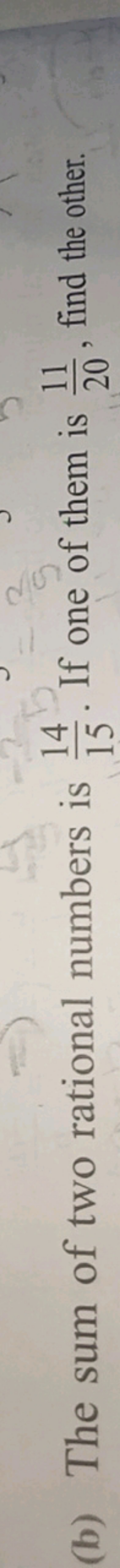 (b) The sum of two rational numbers is 1514​. If one of them is 2011​,