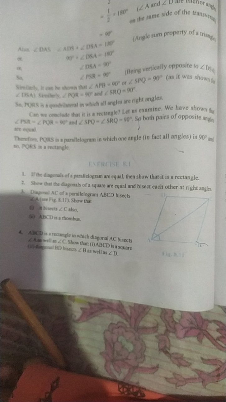 −21​×180∘(∠A and ∠D are incrior anger
on the same side of the transver