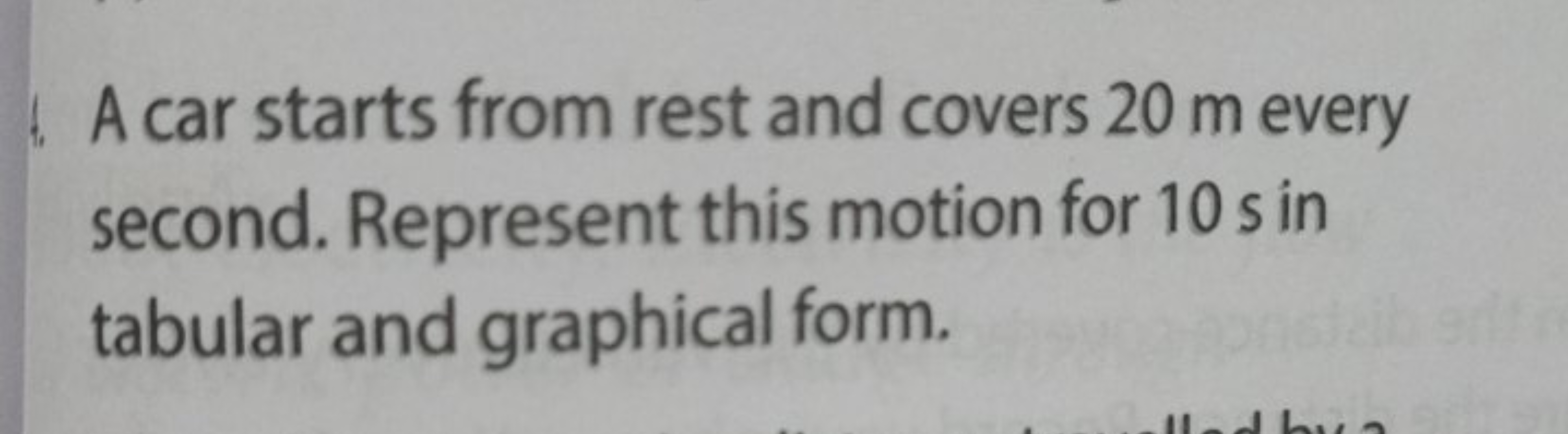 A car starts from rest and covers 20 m every second. Represent this mo