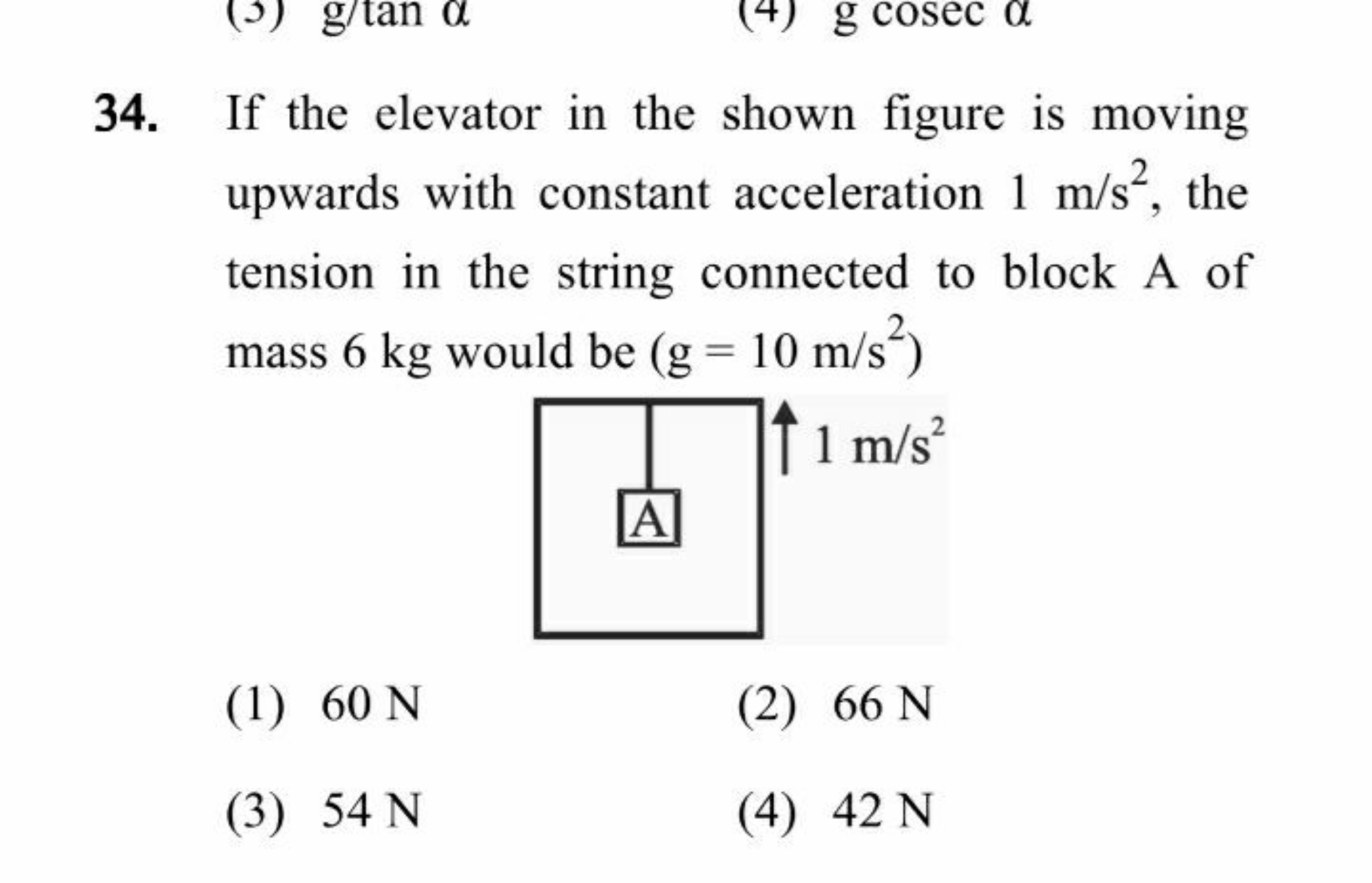 34. If the elevator in the shown figure is moving upwards with constan