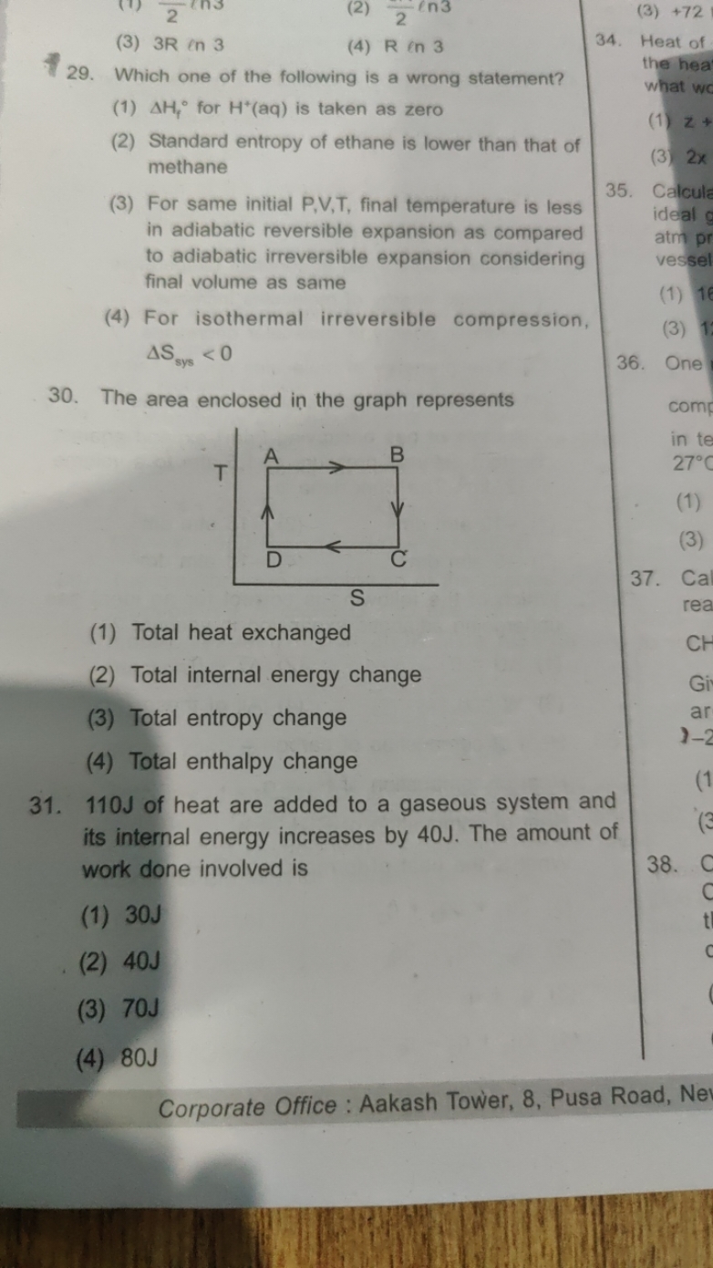 (3) 3 R en 3
(2) 22​ln3
29. Which one of the following is a wrong stat