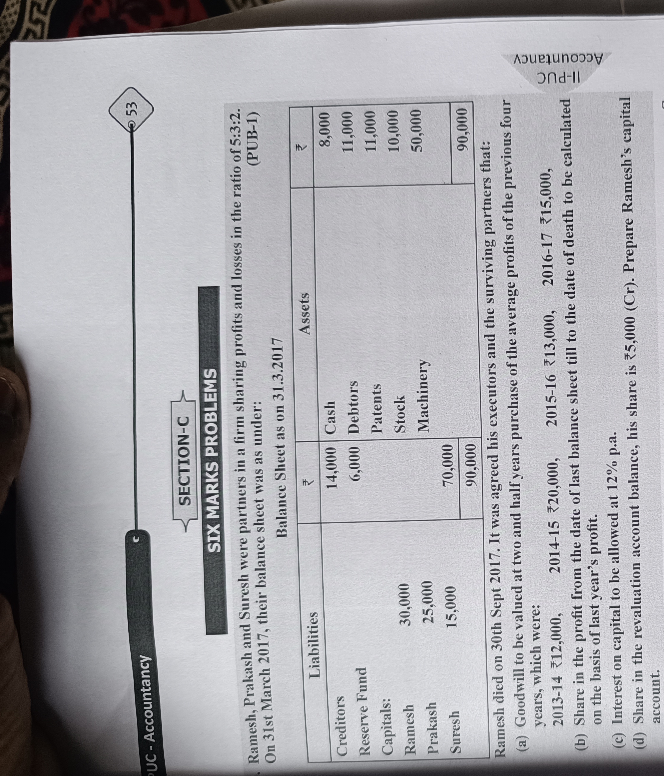 UC - Accountancy
c
53

SECTION-C
SIX MARKS PROBLEMS
Ramesh, Prakash an