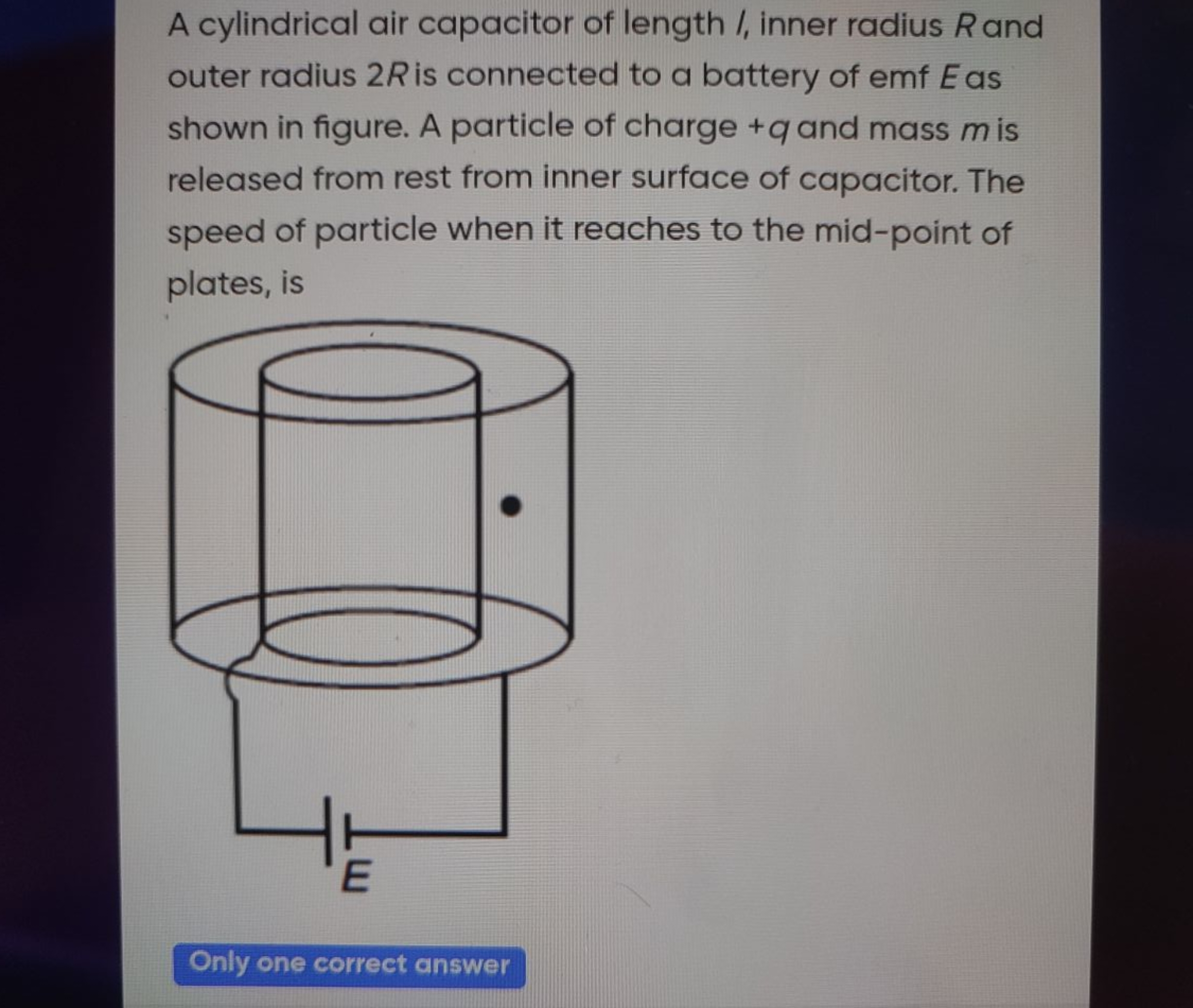 A cylindrical air capacitor of length /, inner radius R and outer radi