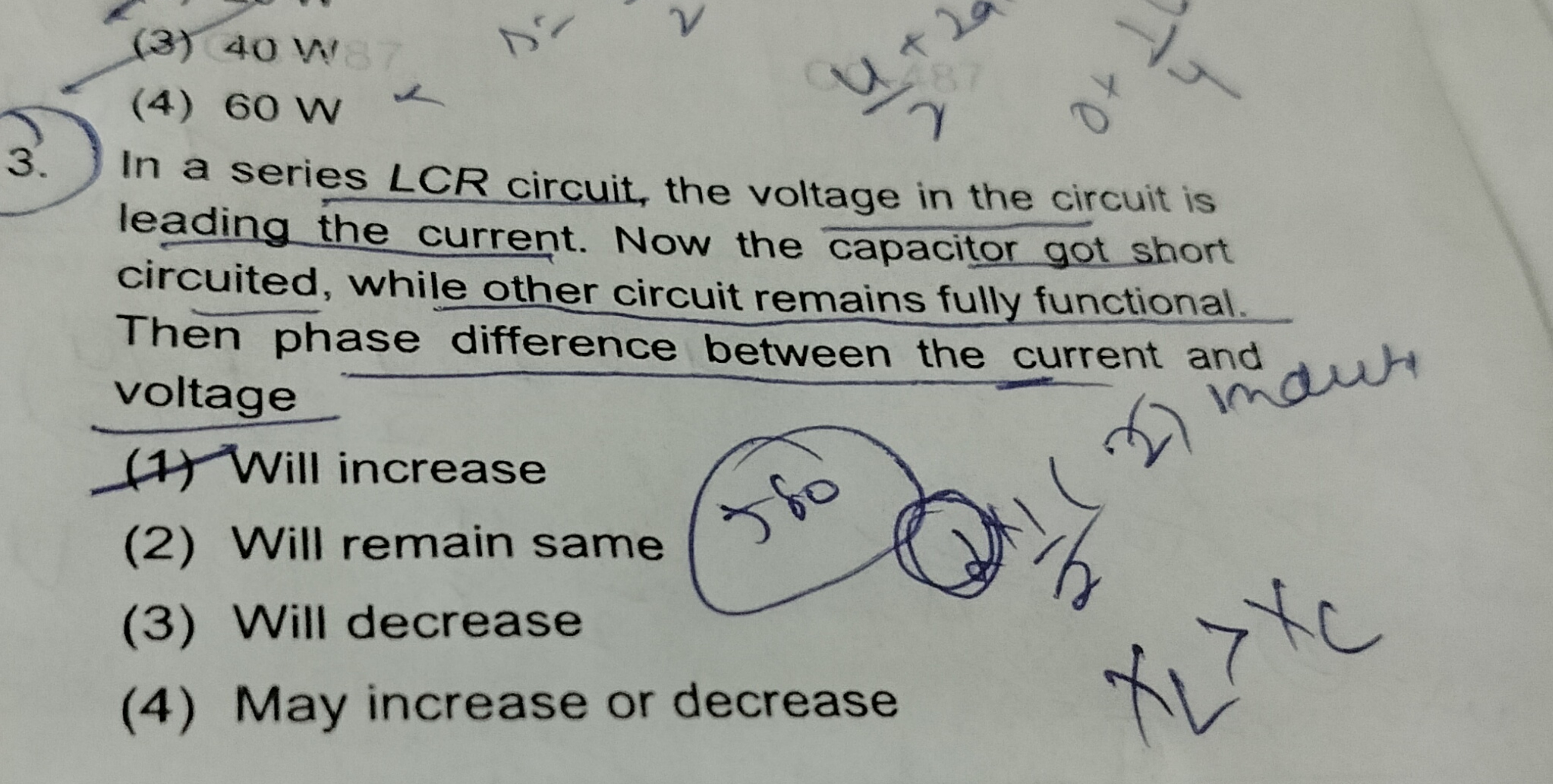 In a series LCR circuit, the voltage in the circuit is leading the cur