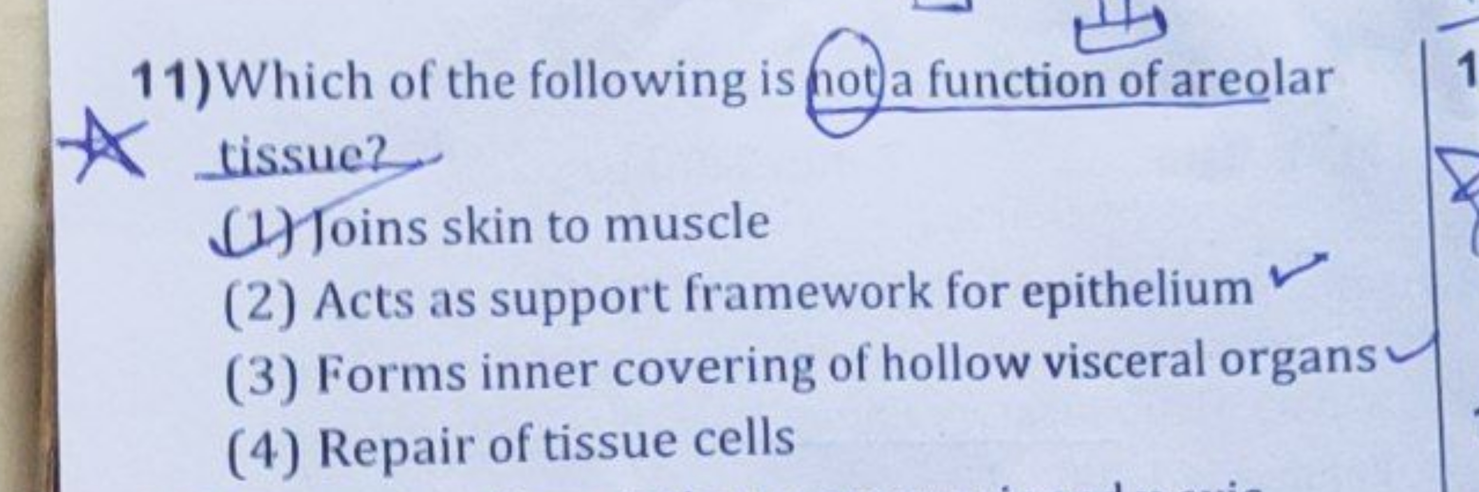 11) Which of the following is not a function of areolar
*
tissue?
Join