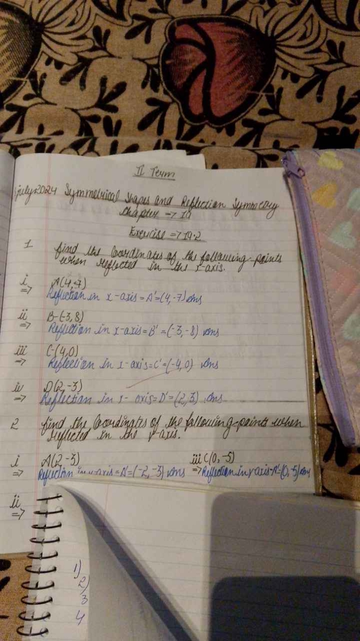 II Term
Exercise ⇒19:2
1 find lis coordinates of the following points
