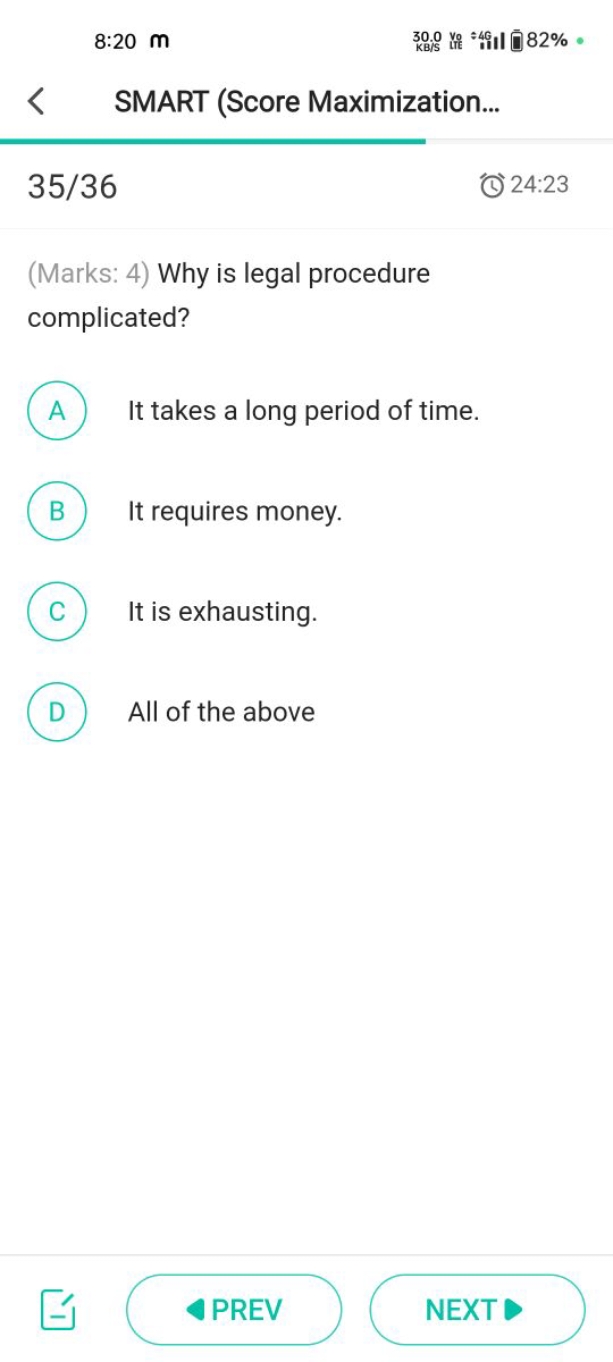 8:20 m
SMART (Score Maximization...
35/36
‘(b) 24:23
(Marks: 4) Why is