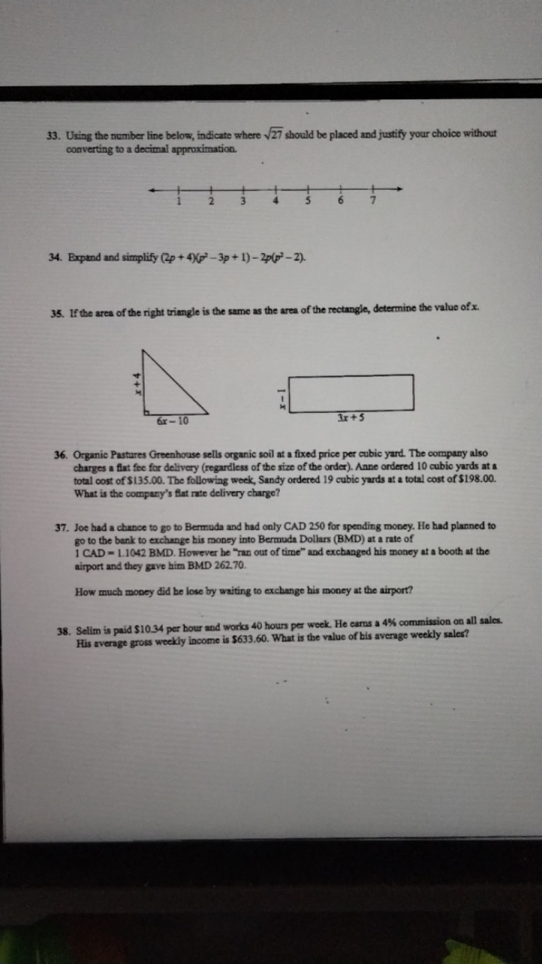 33. Using the number line below, indicate where 27​ should be placed a