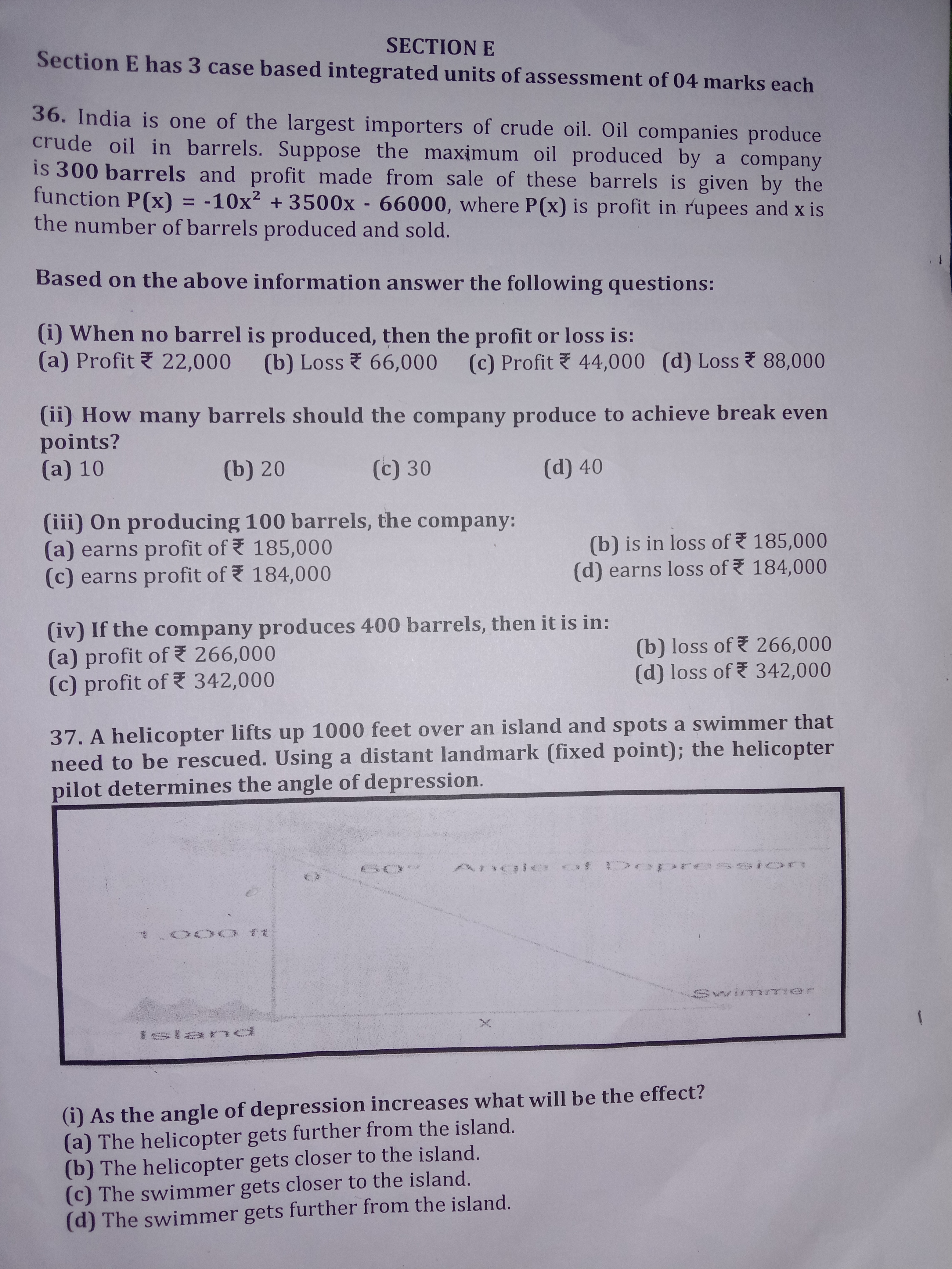 SECTION E
Section E has 3 case based integrated units of assessment of