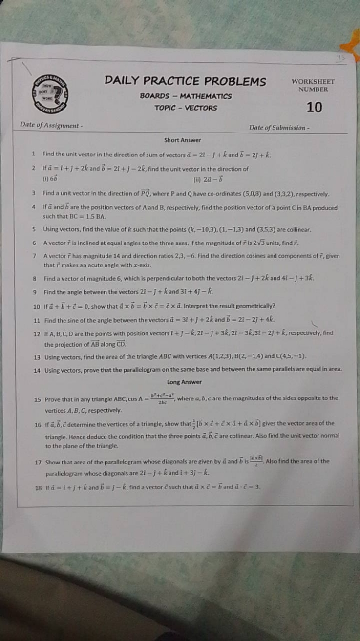 15
DAILY PRACTICE PROBLEMS
WORKSHEET
BOARDS - MATHEMATICS
NUMBER
TOPIC