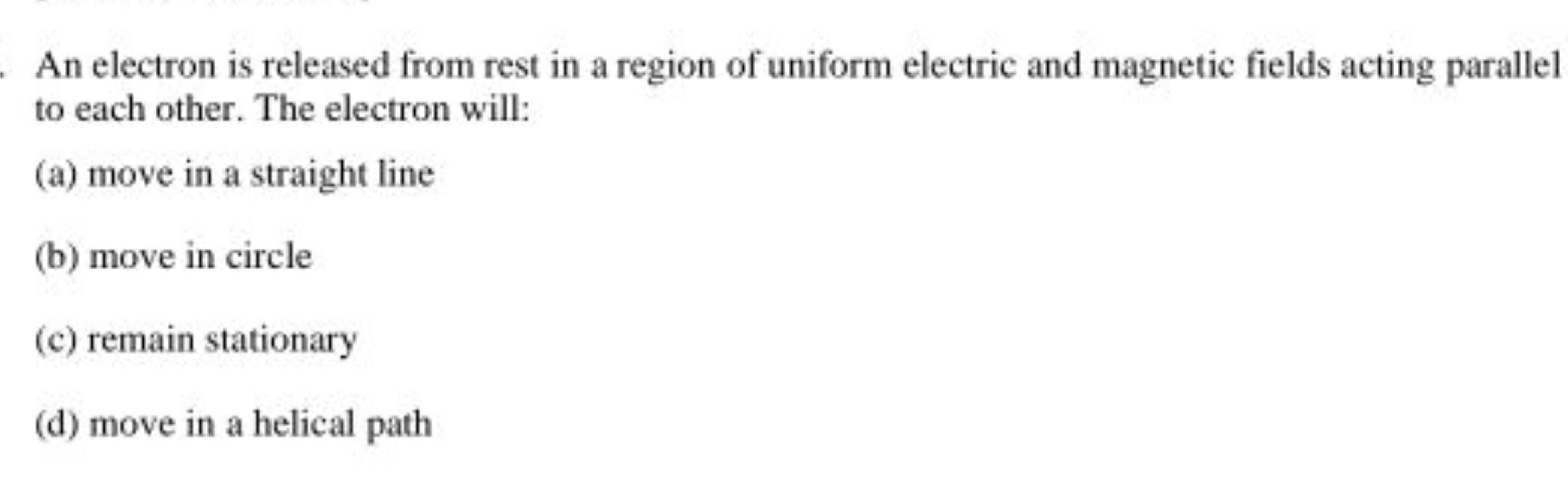 An electron is released from rest in a region of uniform electric and 