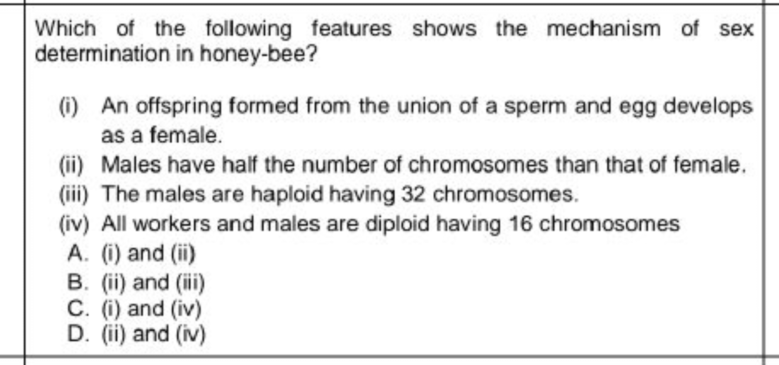 Which of the following features shows the mechanism of sex determinati