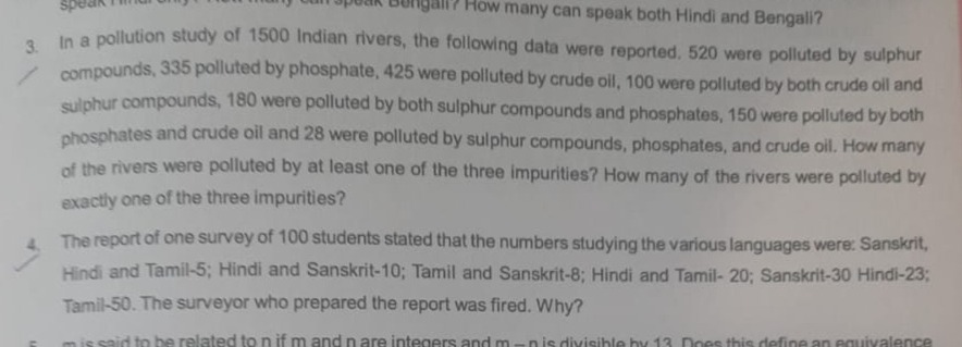 3. In a pollution study of 1500 Indian rivers, the following data were